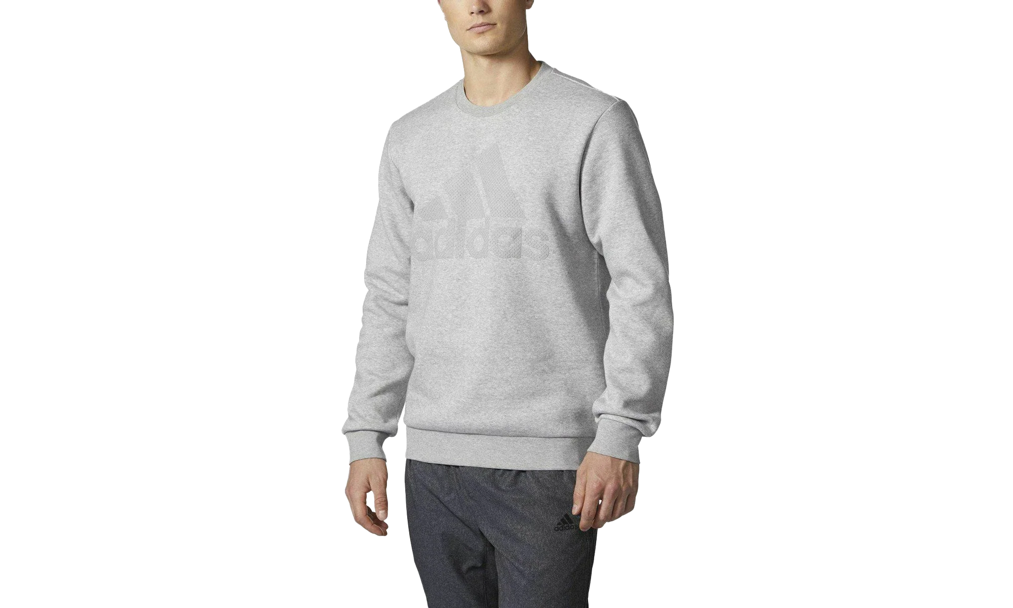 Essentials 3-Stripe Logo Cotton Sweatshirt "Medium Grey Heather" CG0857