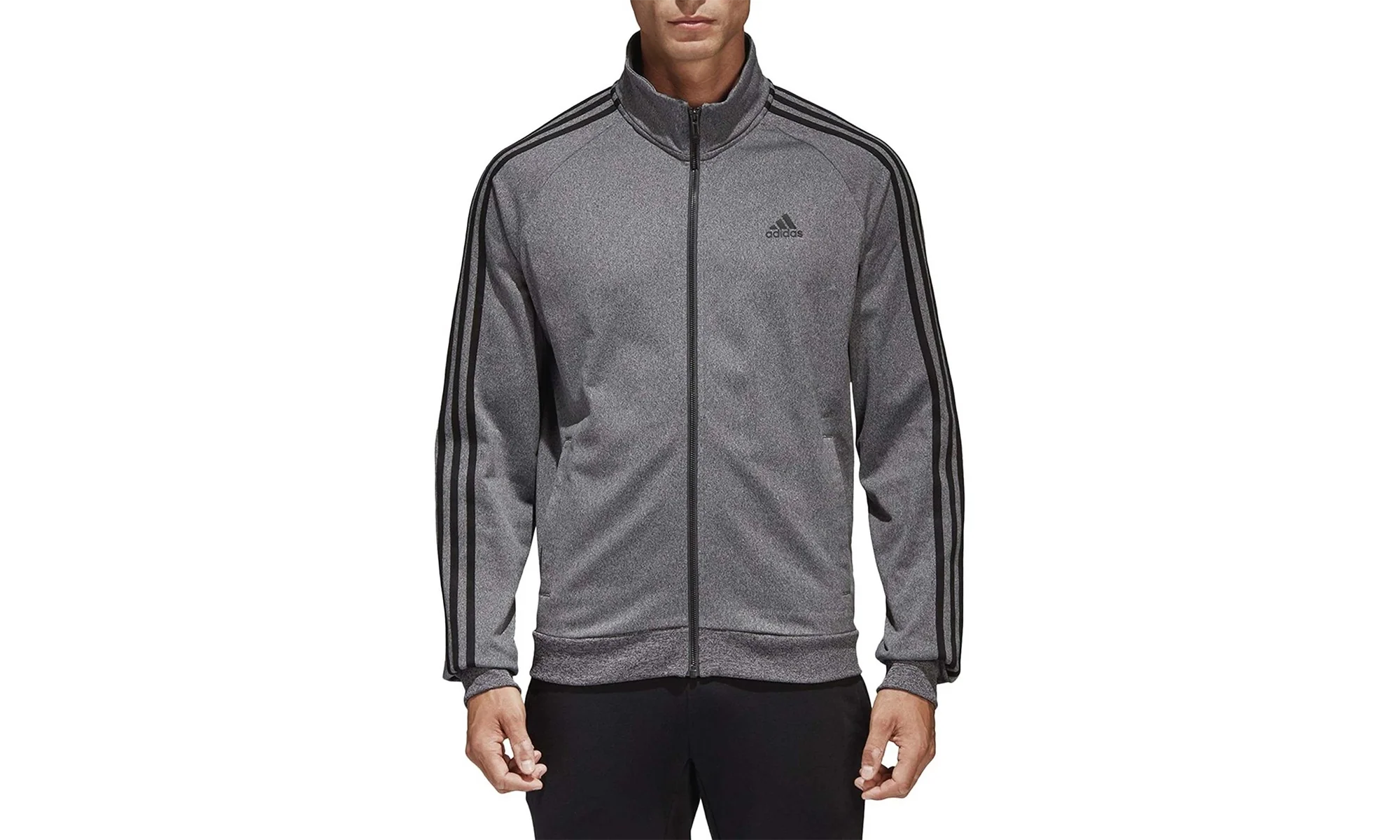 Essentials 3-Stripe Tricot Tracktop "Dark Heather Grey / Black" CD8752 - Image 2