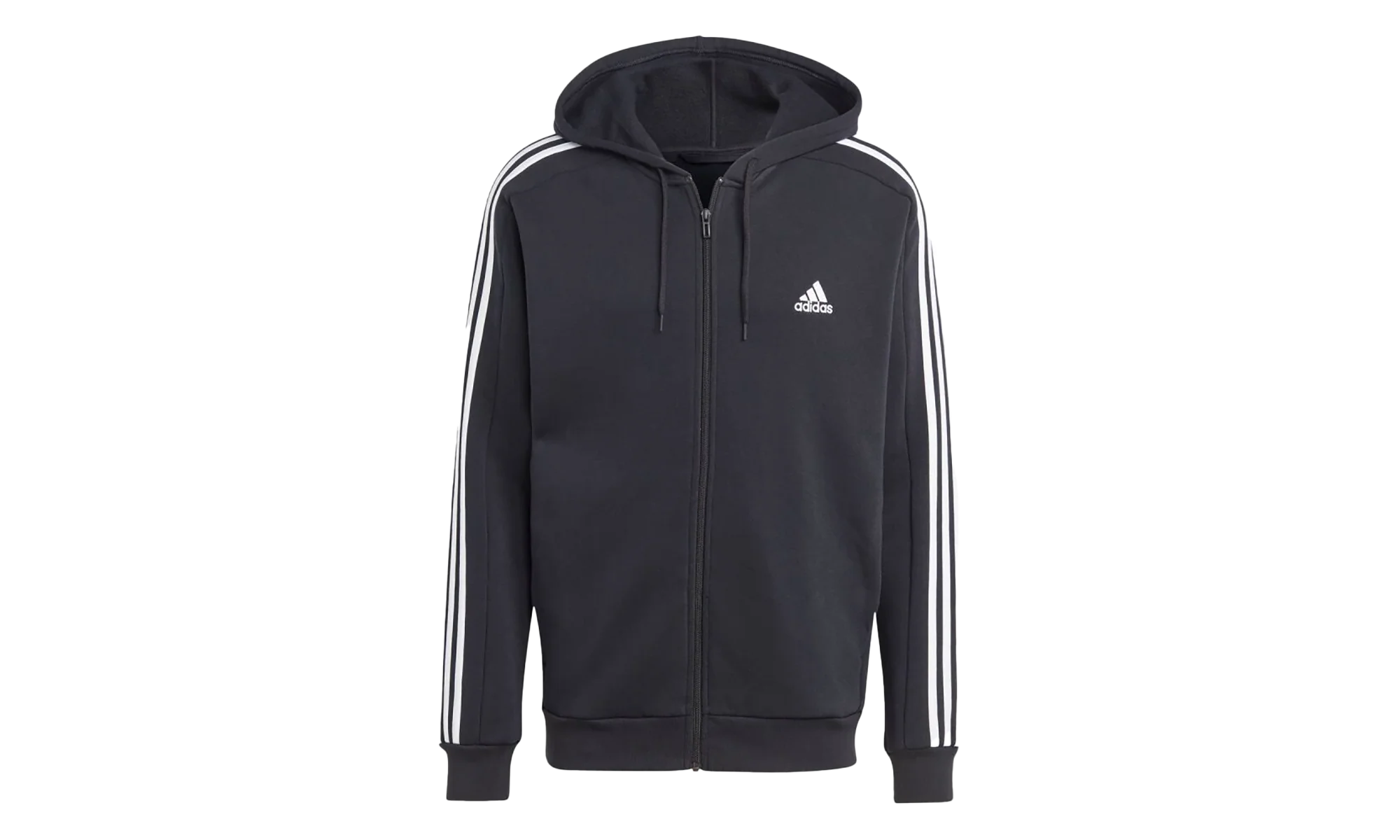Essentials Fleece 3 Stripes Full-Zip Hoodie "Black" ib4029
