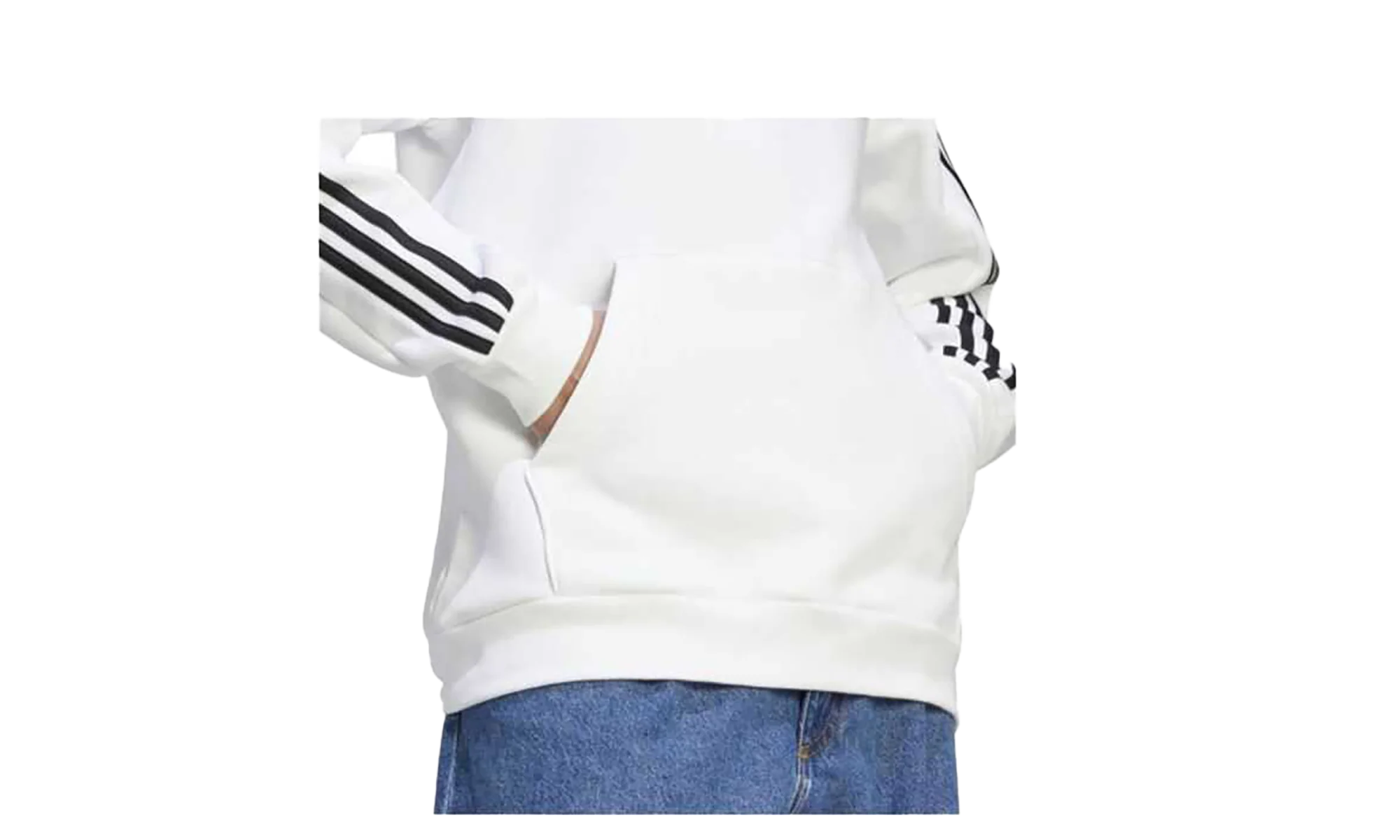 Essentials Fleece 3 Stripes Hoodie "White" ij6476 - Image 2