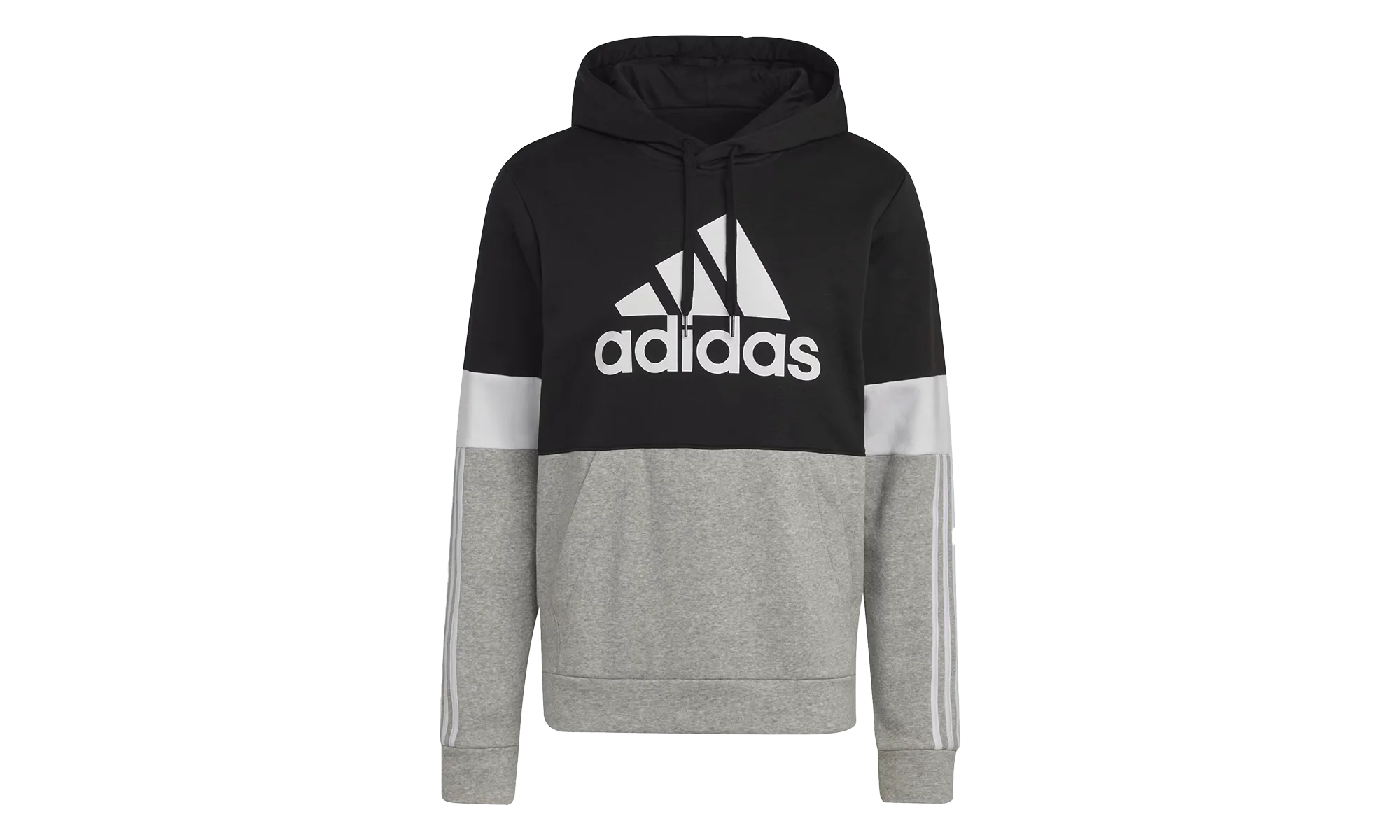Essentials Fleece Colorblock Hoodie "Black / White / Medium Grey Heather" H14646