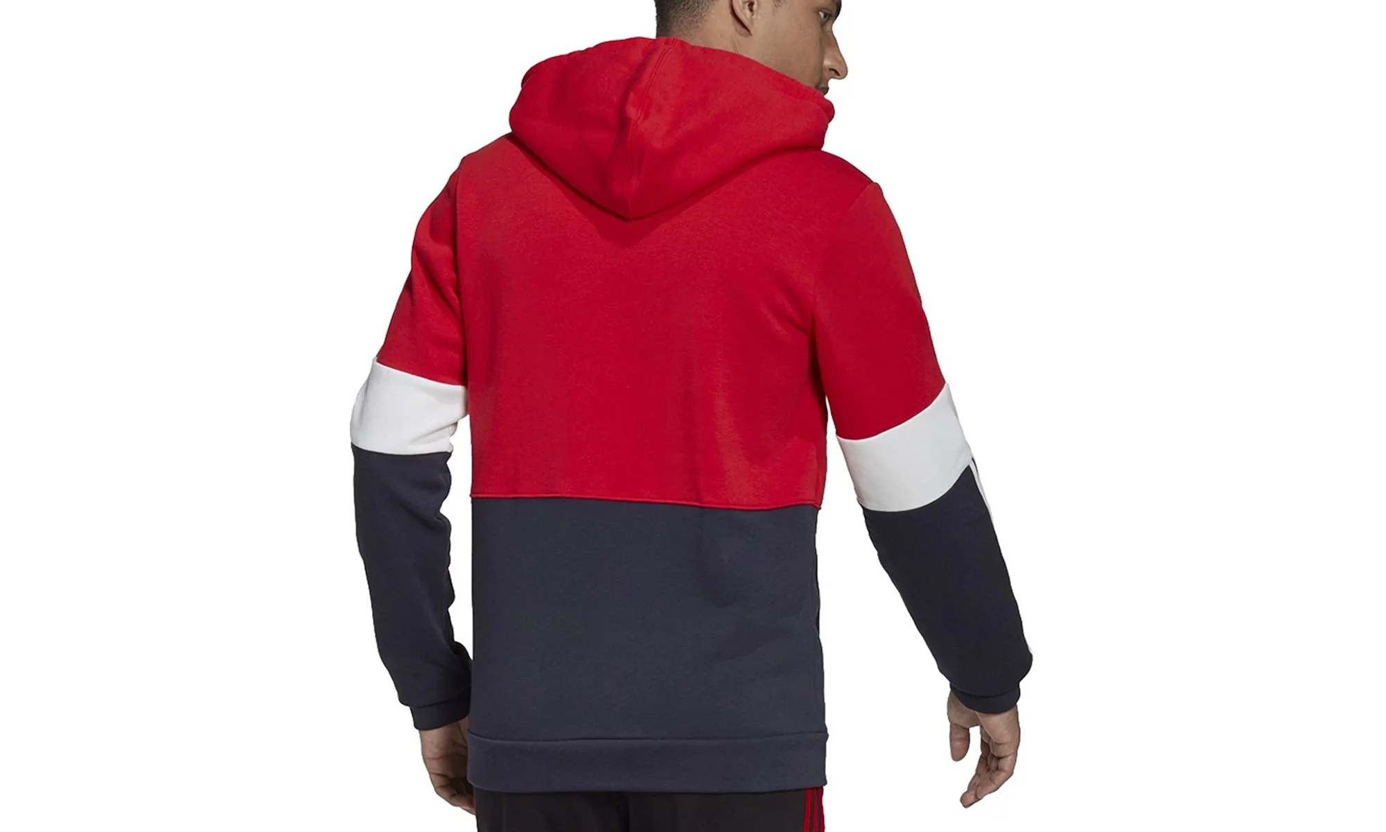 Essentials Fleece Colorblock Hoodie "Scarlet / White / Legend Ink" H58980 - Image 2