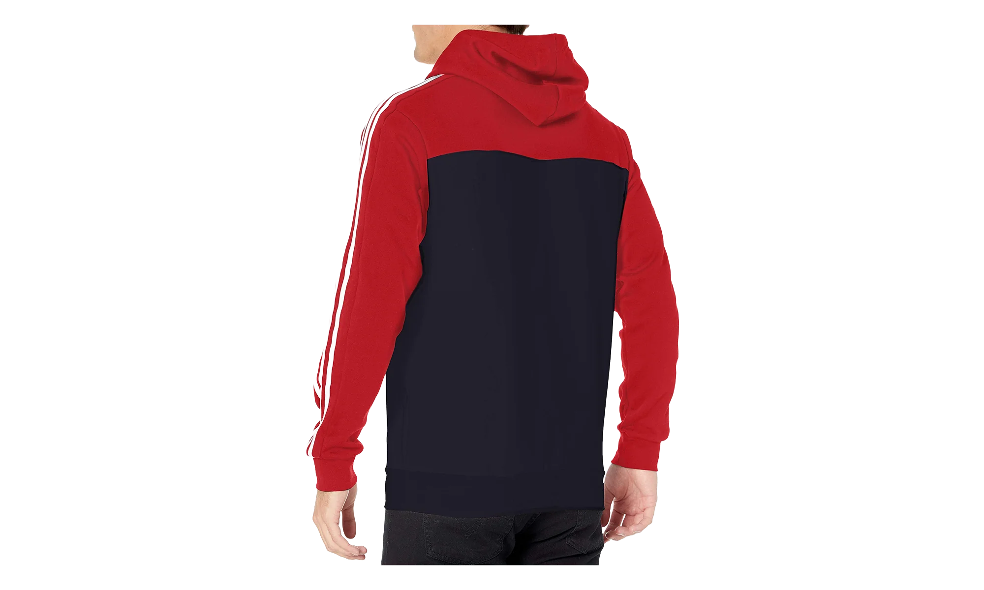 Essentials Hooded Colorblock Sweatshirt "Scarlet / Legend Ink / Scarlet" GL7465 - Image 2