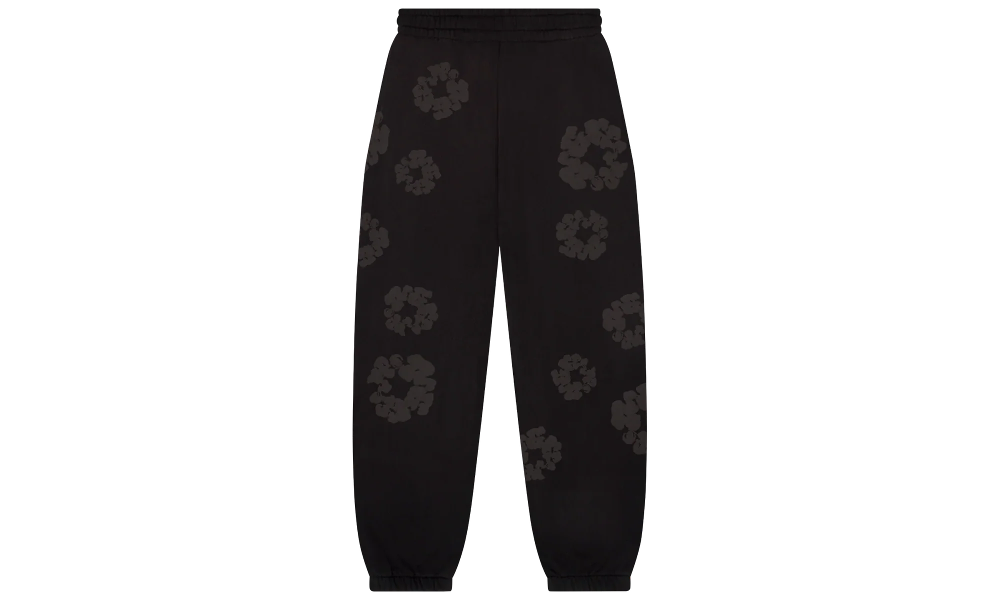 Faded Mono Cotton Wreath Sweatpants "Black" DT247 - Image 2