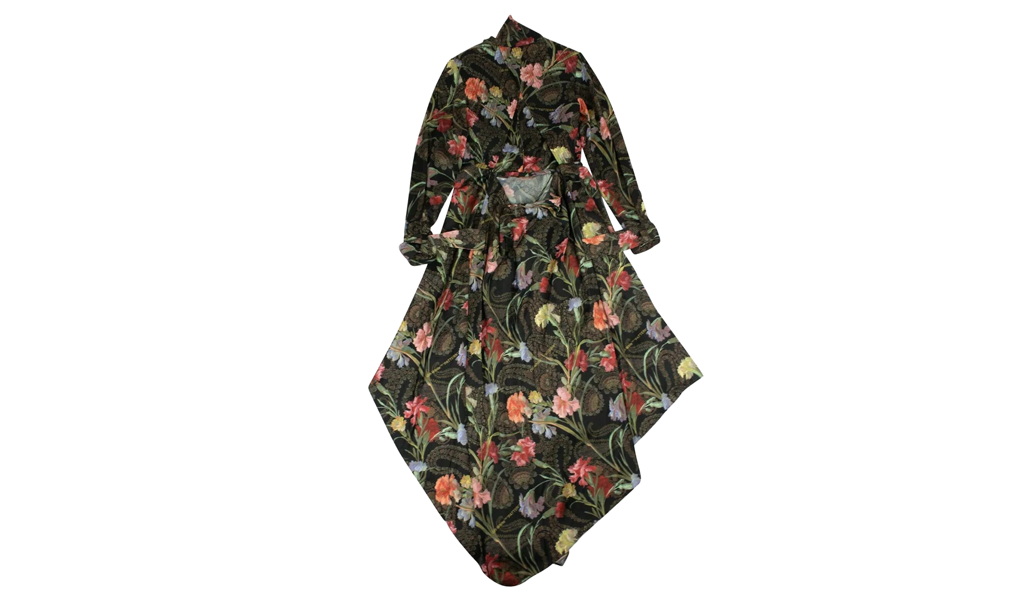 Floral Long Draped Dress "Black" 82NGG-OW-254 - Image 2