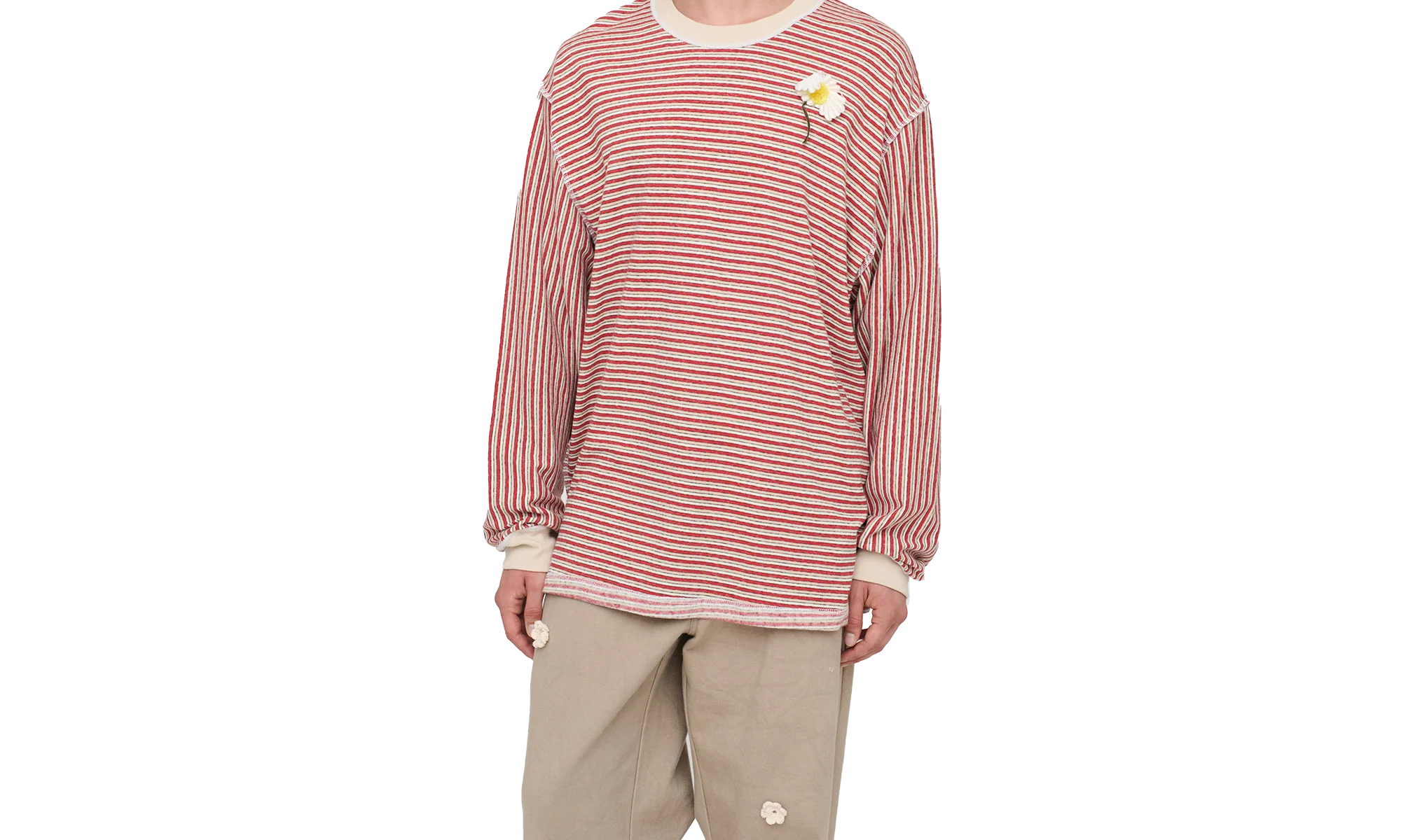 FLOWER OVERSIZED CREW NECK PULLOVER "Red" 252_MJP017F_JRSYRED - Image 2
