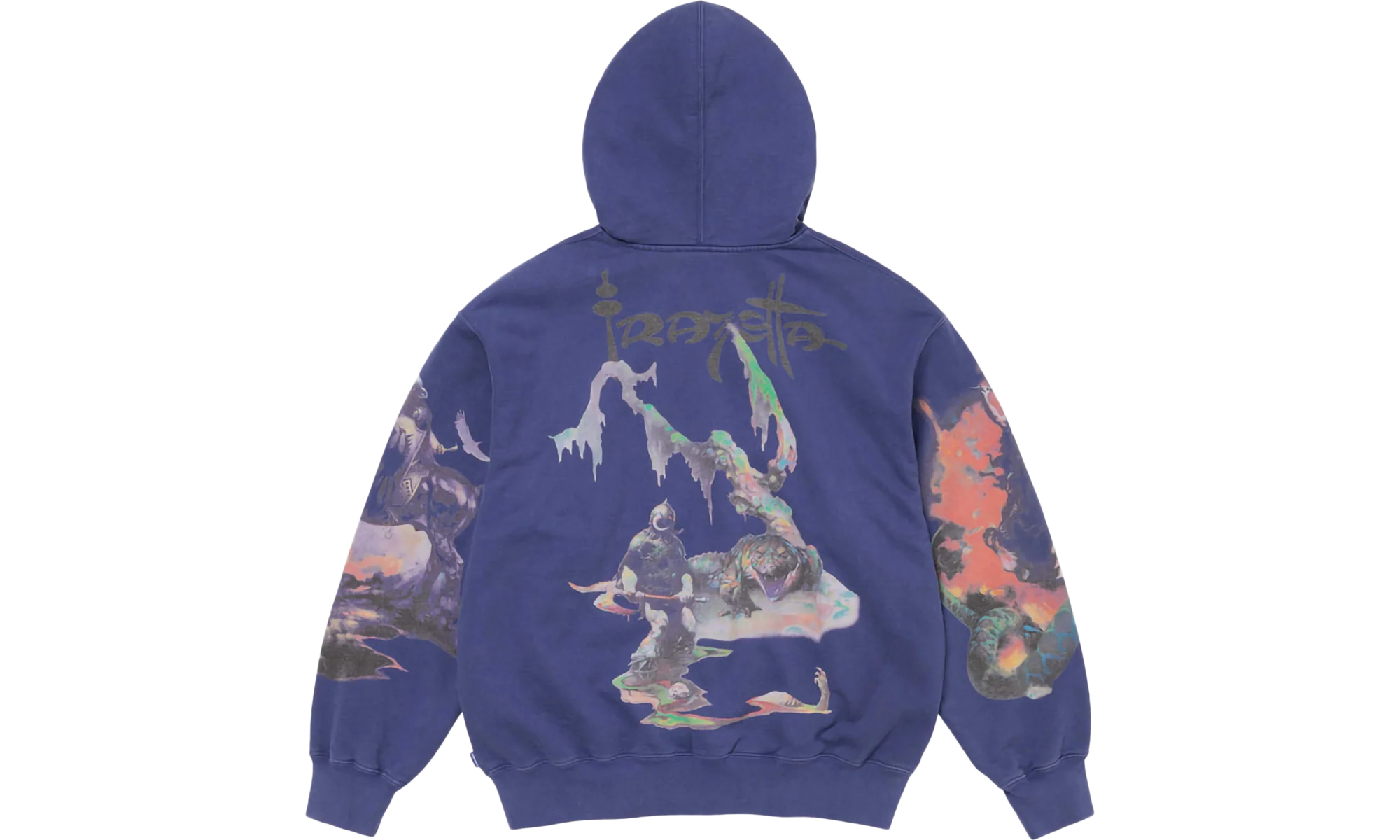 Frazetta Zip Up Hooded Sweatshirt "FW24 Washed Navy" SU864 - Image 2