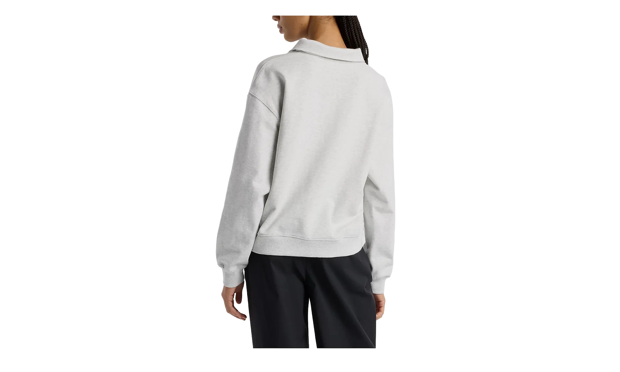 French Terry Polo Sweatshirt WMNS "Ash Heather" WT51513AHH - Image 2