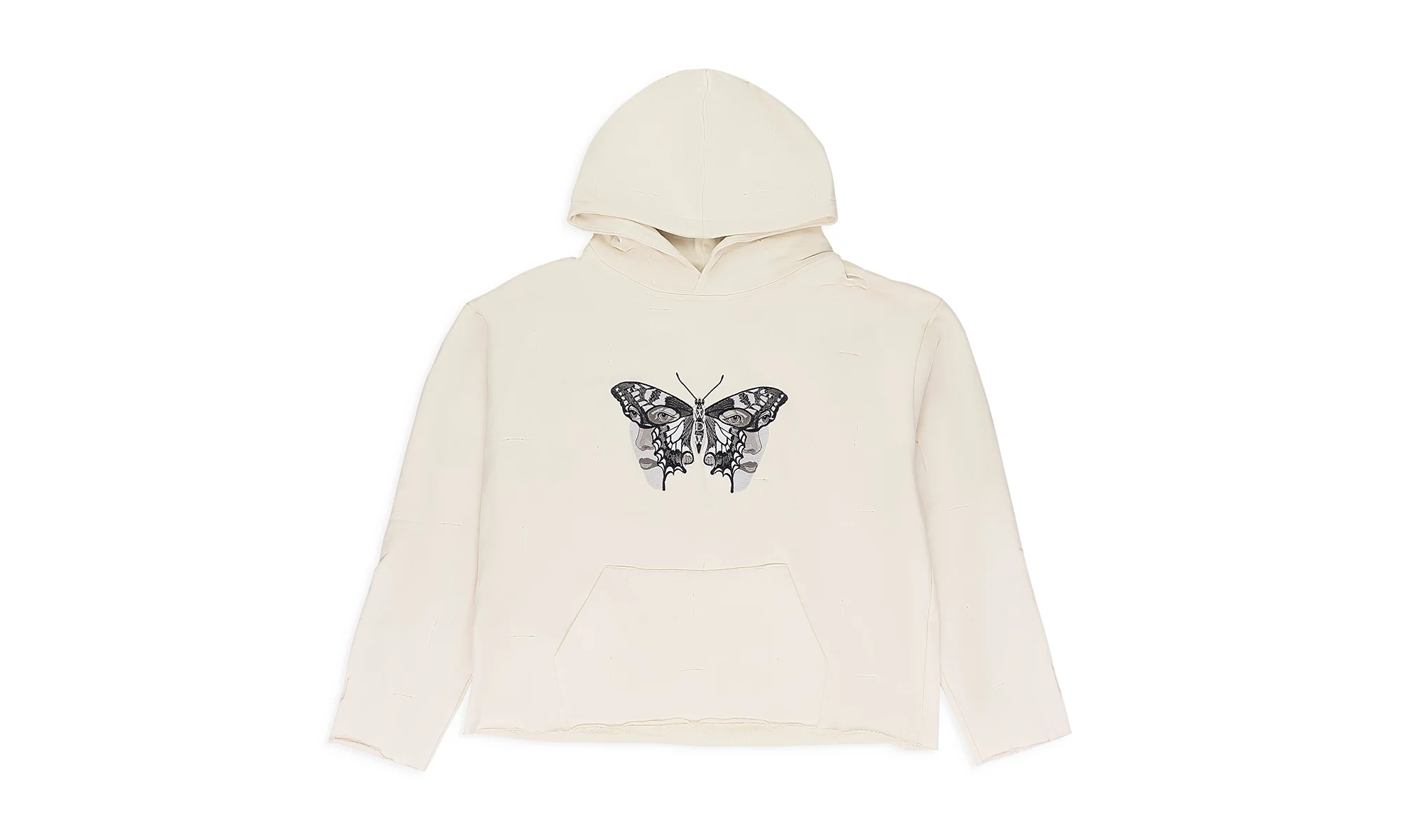 GATHERED DUOFLY PULLOVER HOODIE "IVORY" WDWMHDS 0068