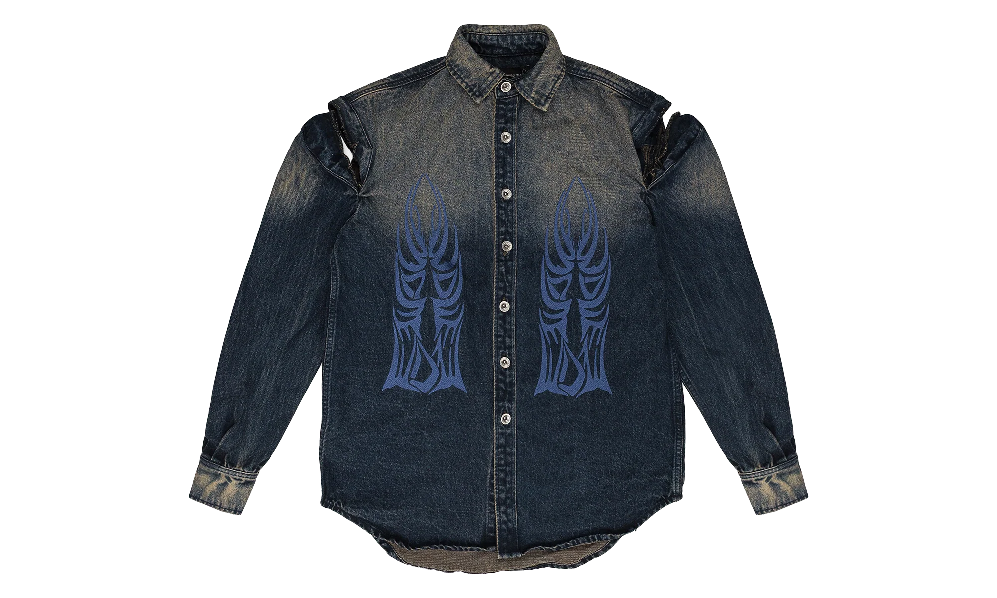 Gradient Winged Logo Button-Down Shirt "Indigo" 1110240010SS24