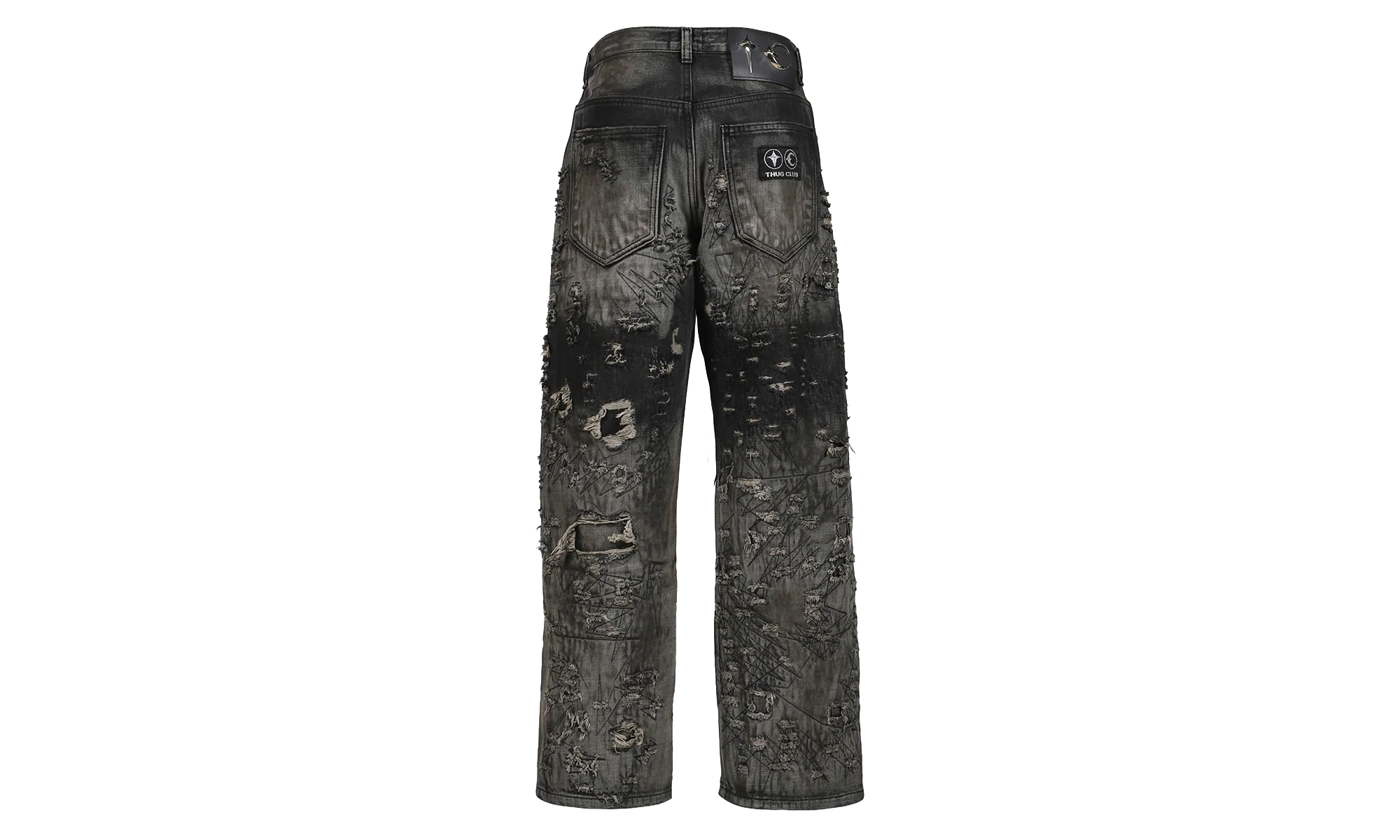 Hard-Washed Damaged Denim Pants "Black" TC25PT2002 - Image 2