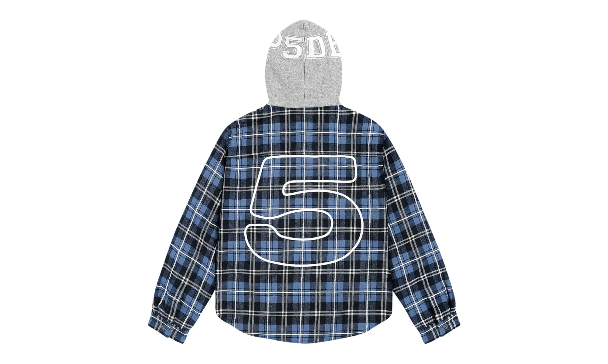 Hooded Zip Flannel Shirt Jacket "Blue Plaid" SP5der228 - Image 2