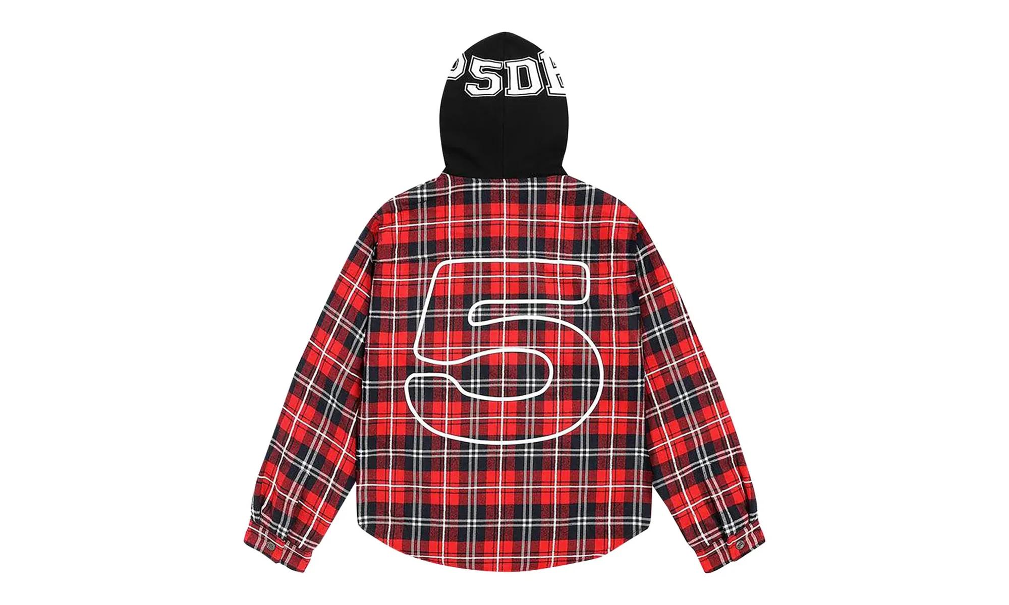 Hooded Zip Flannel Shirt Jacket "Red Plaid" SP5der227 - Image 2