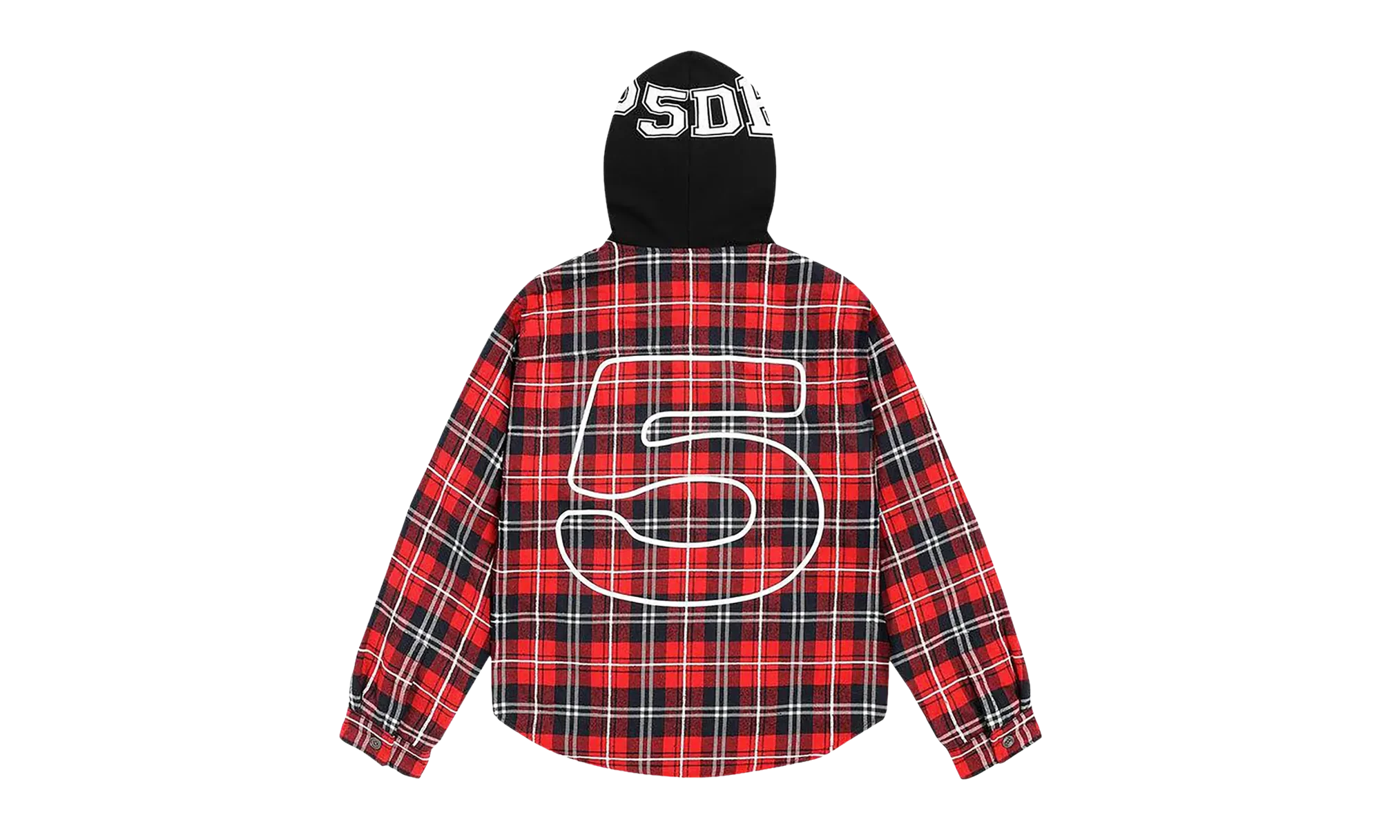 HOODED ZIP FLANNEL SHIRT JACKET "Red Plaid" SP5der284 - Image 2