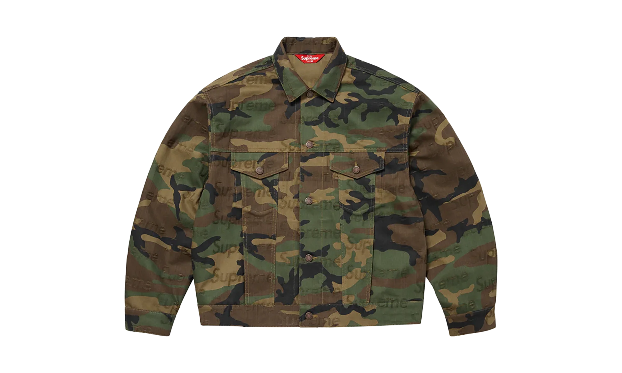 Jacquard Logos Denim Trucker Jacket "FW25 - Woodland Camo" SU26292