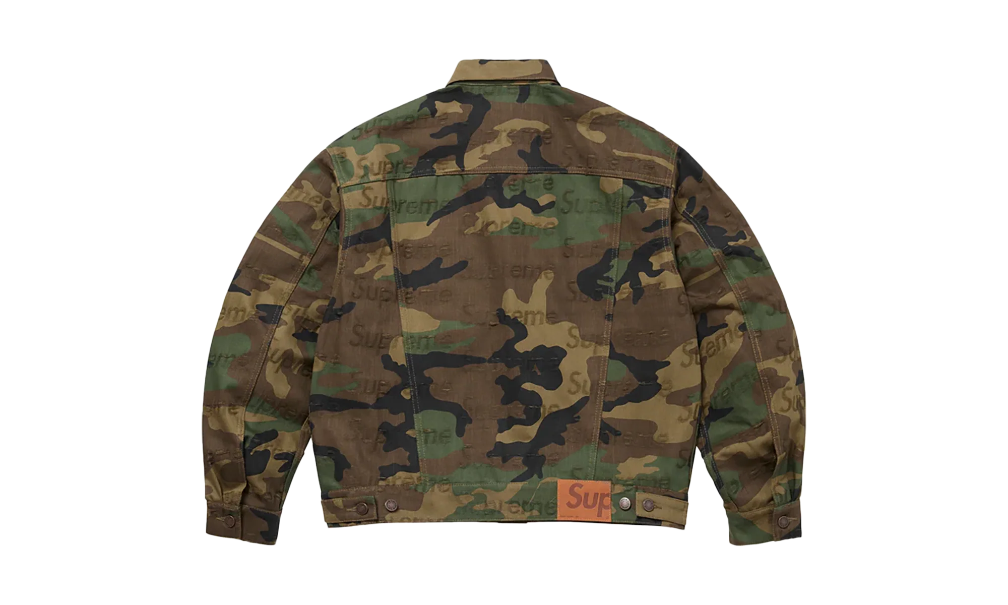 Jacquard Logos Denim Trucker Jacket "FW25 - Woodland Camo" SU26292 - Image 2