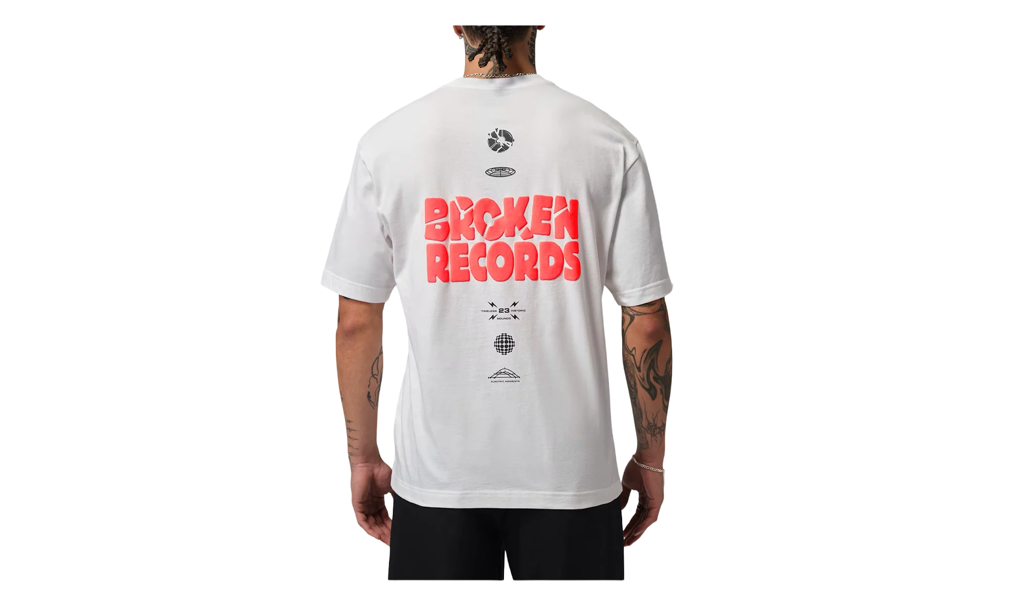Jordan Broken Records Graphic T-Shirt "White / Infrared 23" IF3055 100 - Image 2