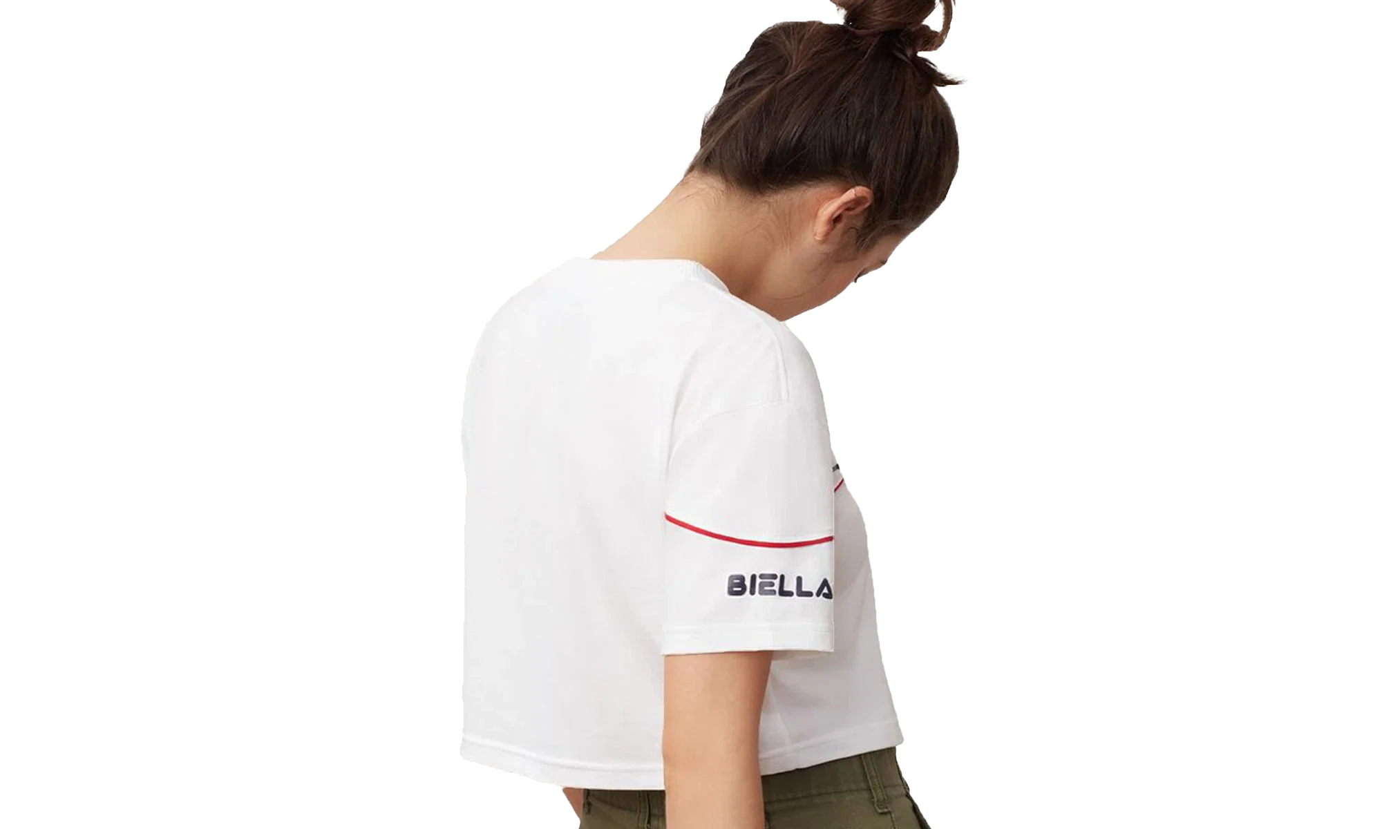 Kana Crop T-Shirt WMNS "White Peacoat Red" LW933298 100 - Image 2