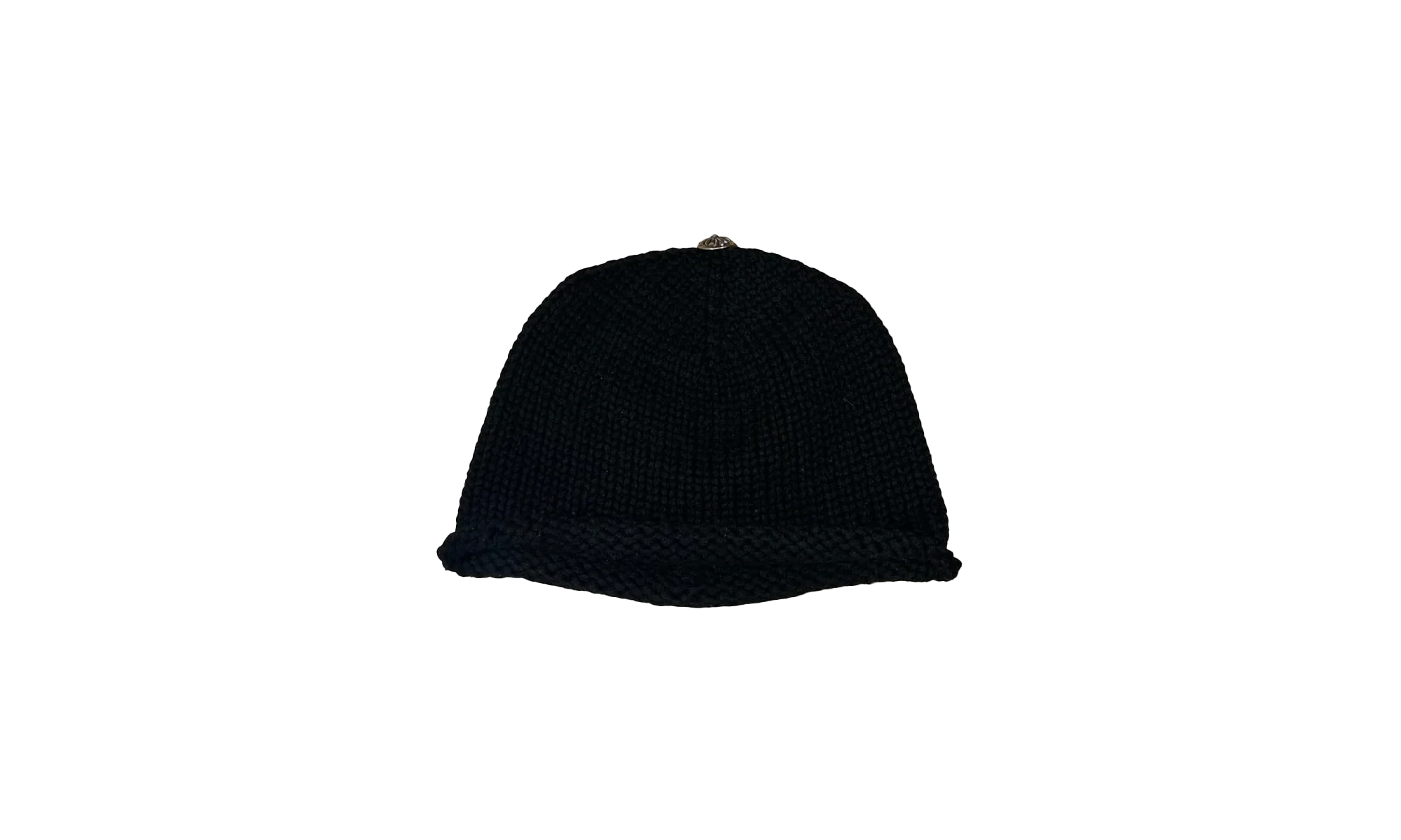 Leather Cross Patch' Knit Beanie "Black" CHRM0513 - Image 2
