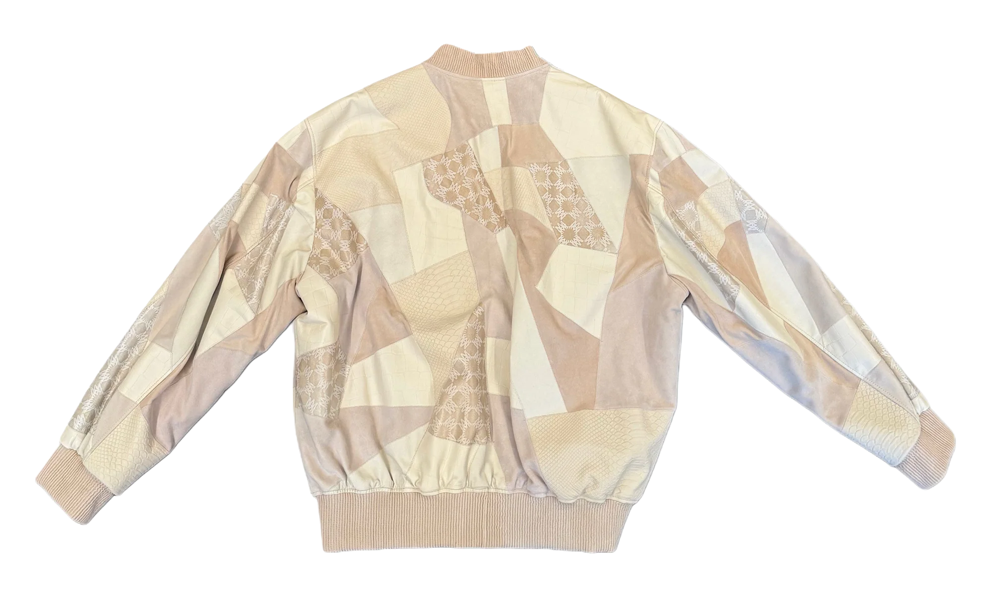 Leather Patch Oversize Bomber Jacket "Alabaster" AMOUJA1073 271 - Image 2