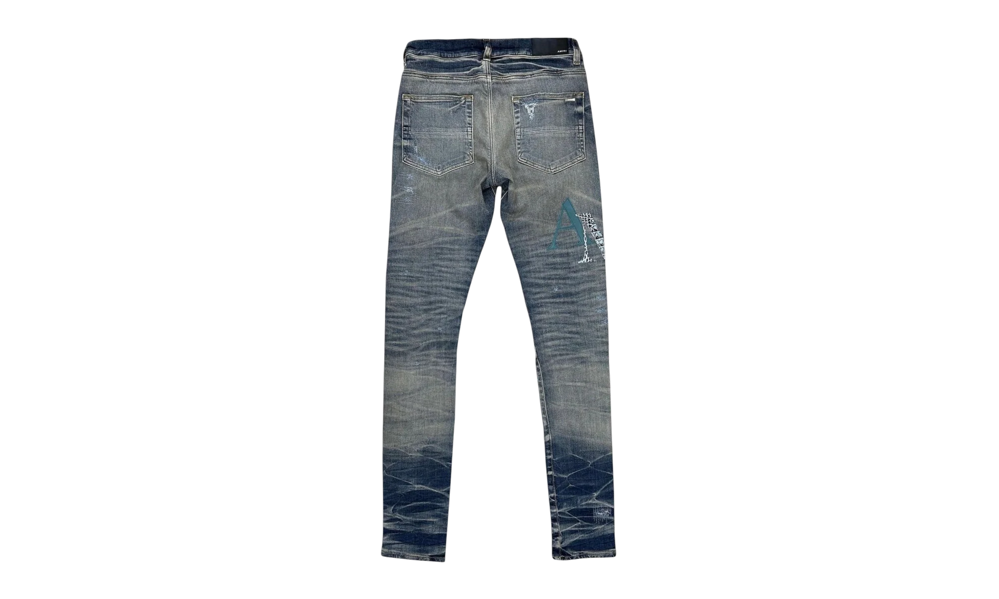 Leather Staggered Logo Jeans "Vintage Indigo Multi" AW23MDS021 875 - Image 2
