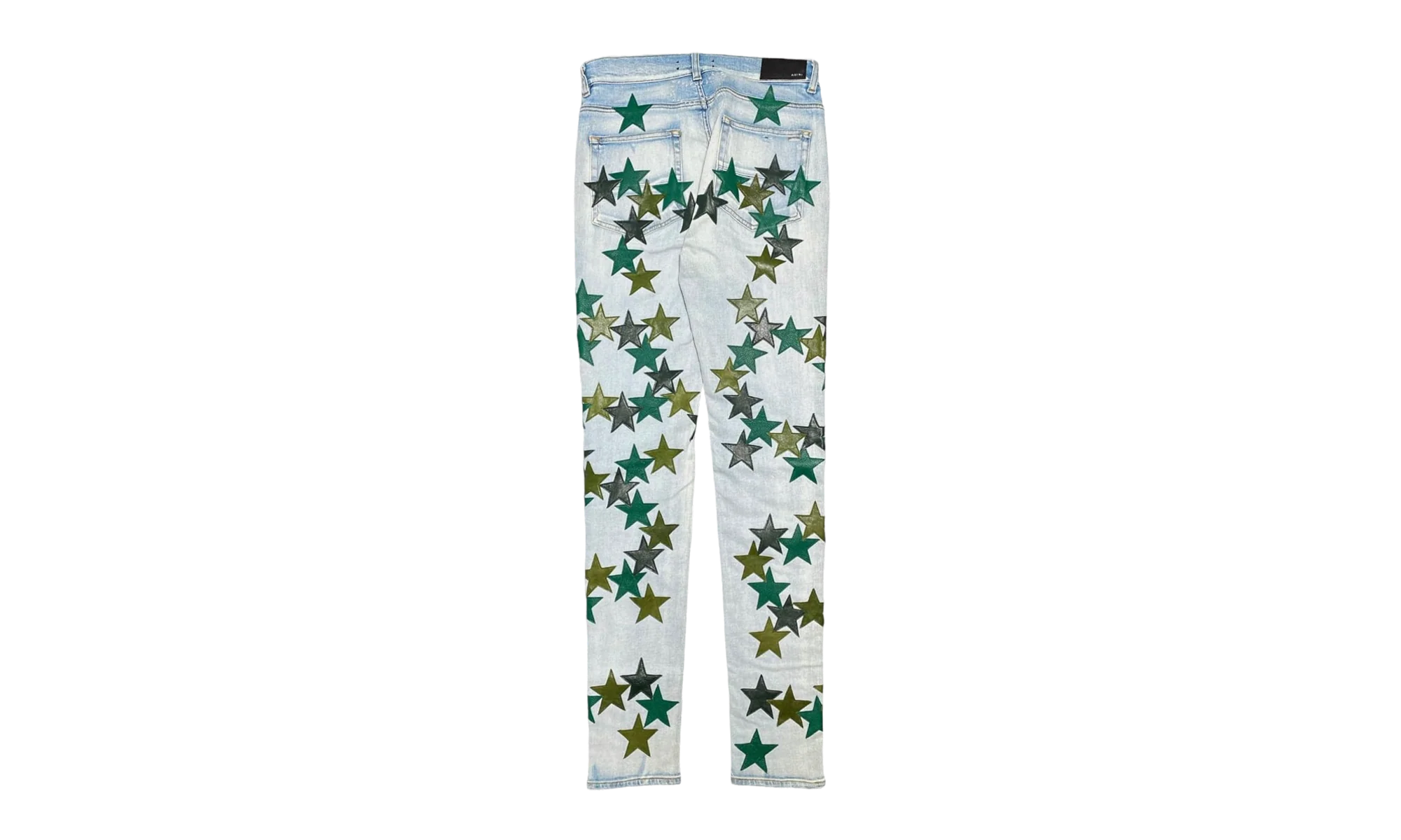 Leather Star Patch Jeans "Chemist - Light Indigo Green Multi" SS22MDS022 485 - Image 2