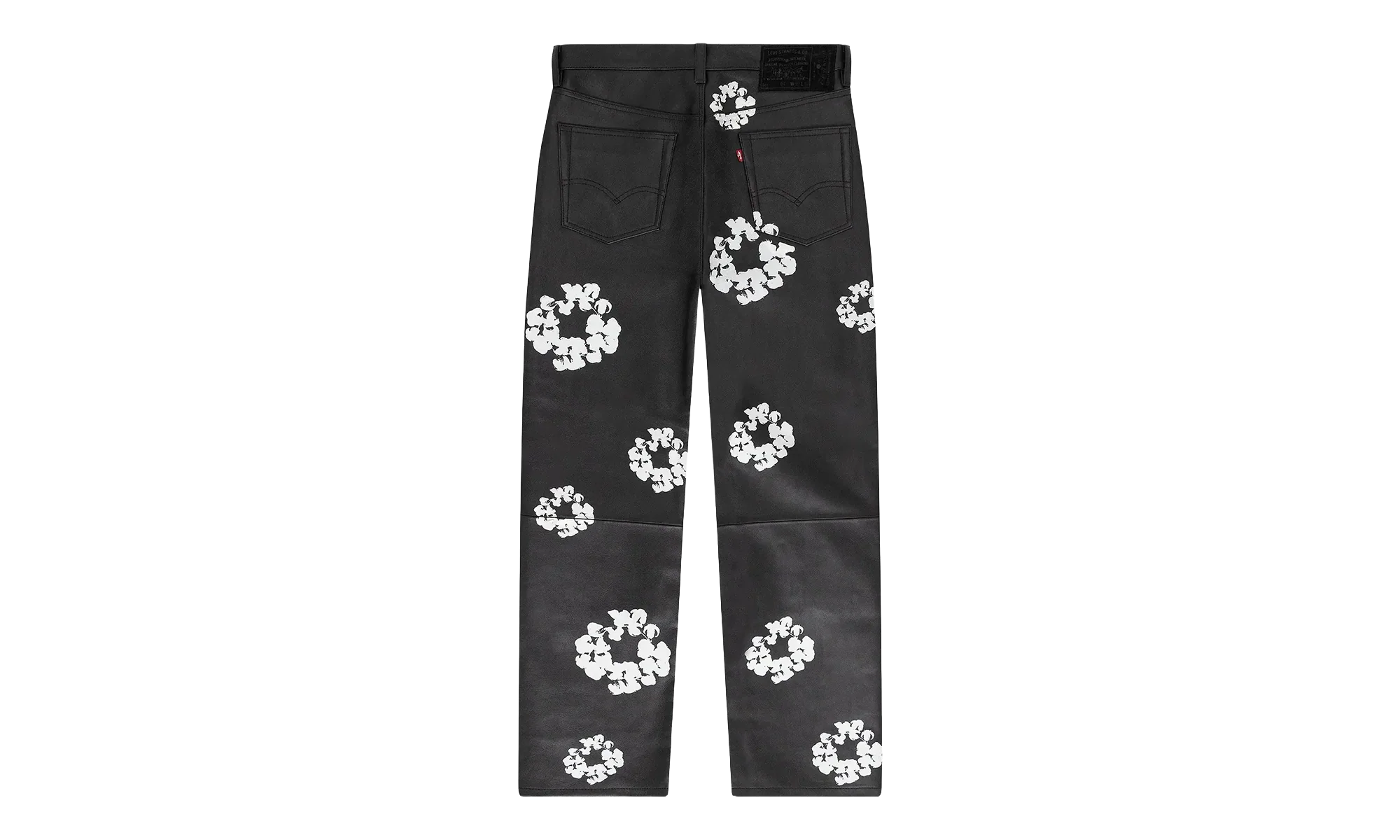 Levi's Leather Cotton Wreath Logo Pants "Black / White" DT340 - Image 2