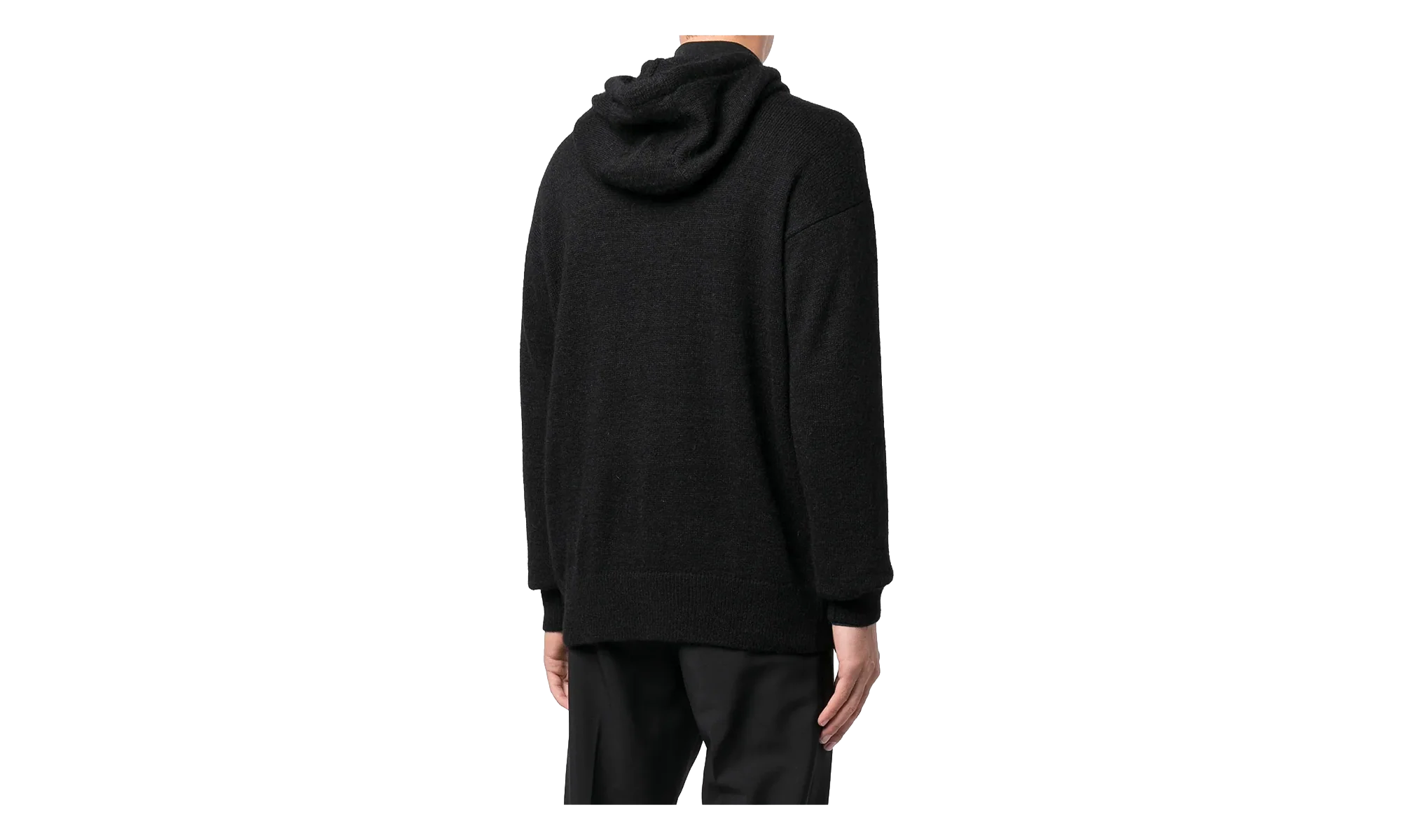 Logo-Intarsia Knitted Hooded Sweatshirt "Black" MON10 - Image 3