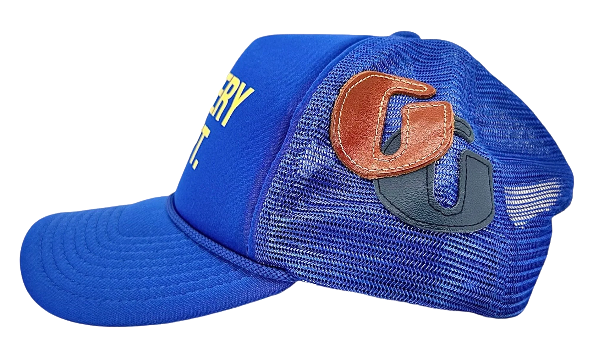 Logo Trucker Hat (4 G Patch Custom) "Blue Yellow" Qw - Image 3