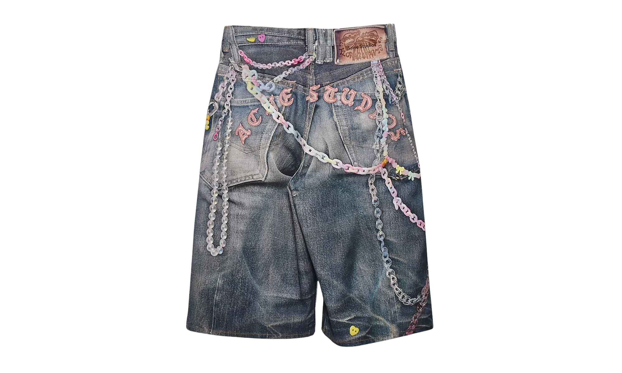 Loose Fit Denim Shorts "Trompe L'oeil Keychains Print" FN MN SHOR000264 MID INDIGO - Image 2