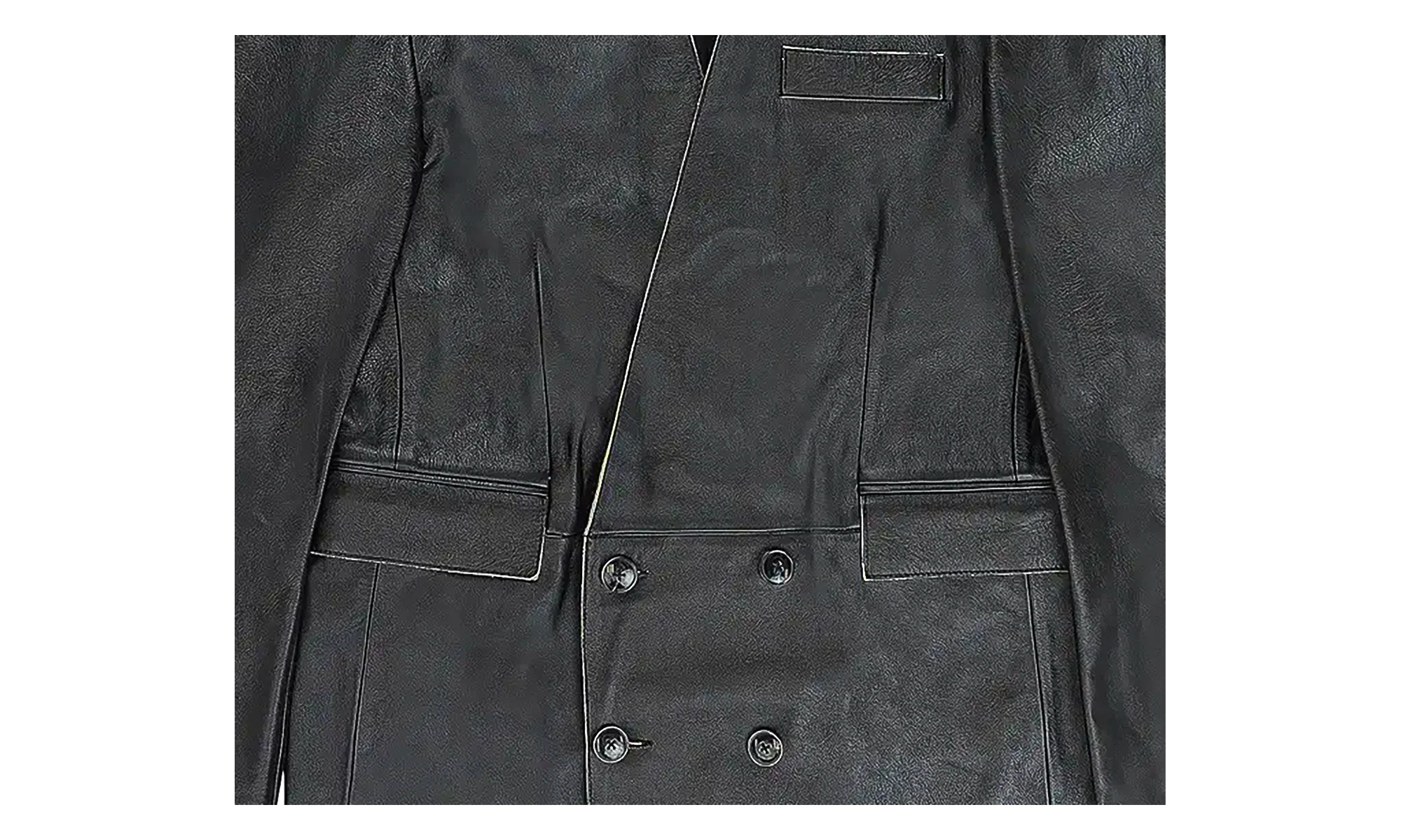 MARTINE ROSE LEATHER DOUBLE BREASTED LEATHER JACKET "BLACK" MRAW23521 - Image 2