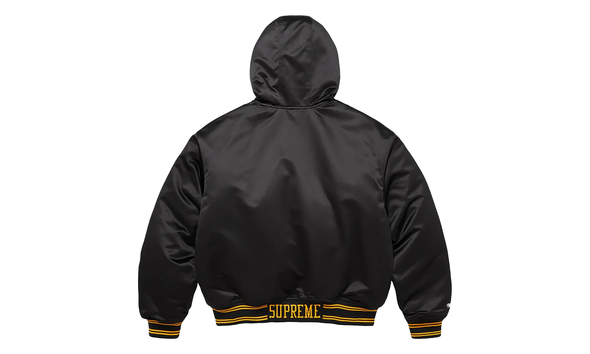Mitchell & Ness® Lined Hooded Satin Varsity Jacket "FW25 - Black" SU26298 - Image 2