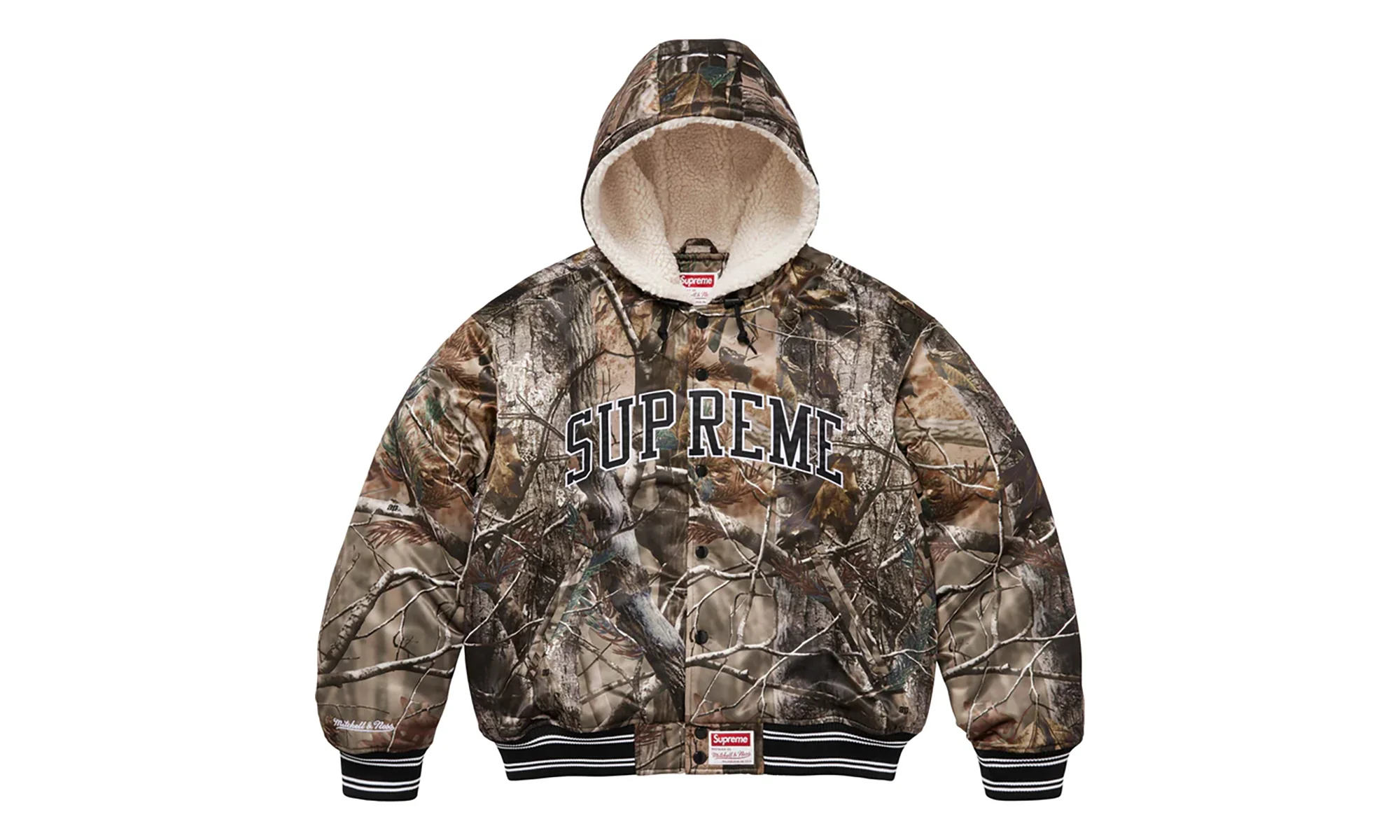 Mitchell & Ness® Lined Hooded Satin Varsity Jacket "FW25 - Realtree AP Camo" SU26300