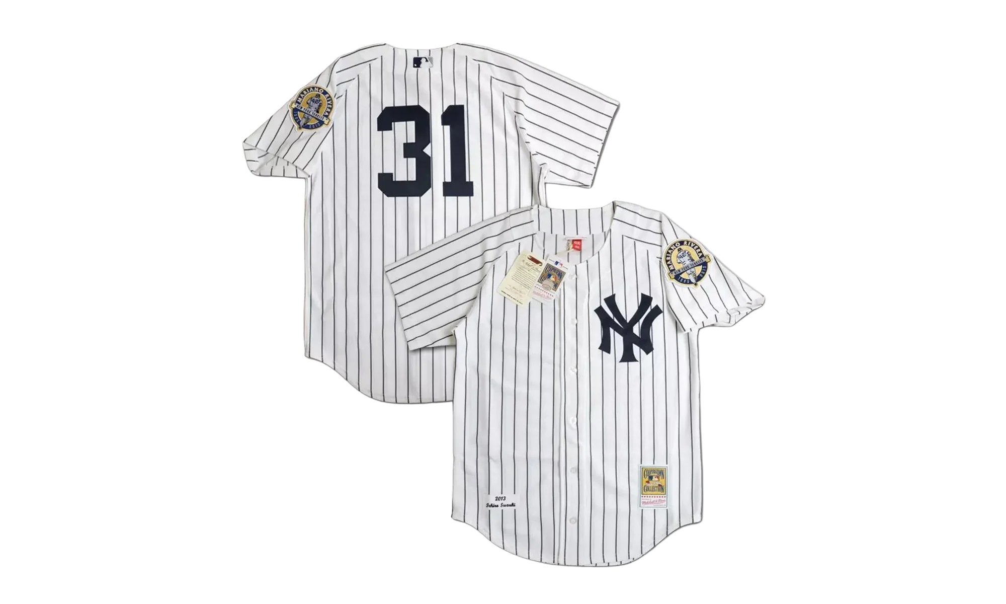 MLB Ichiro Suzuki Home Jersey "2013 New York Yankees – White / Navy" AJY15349 NYY13ISUWHNY - Image 3