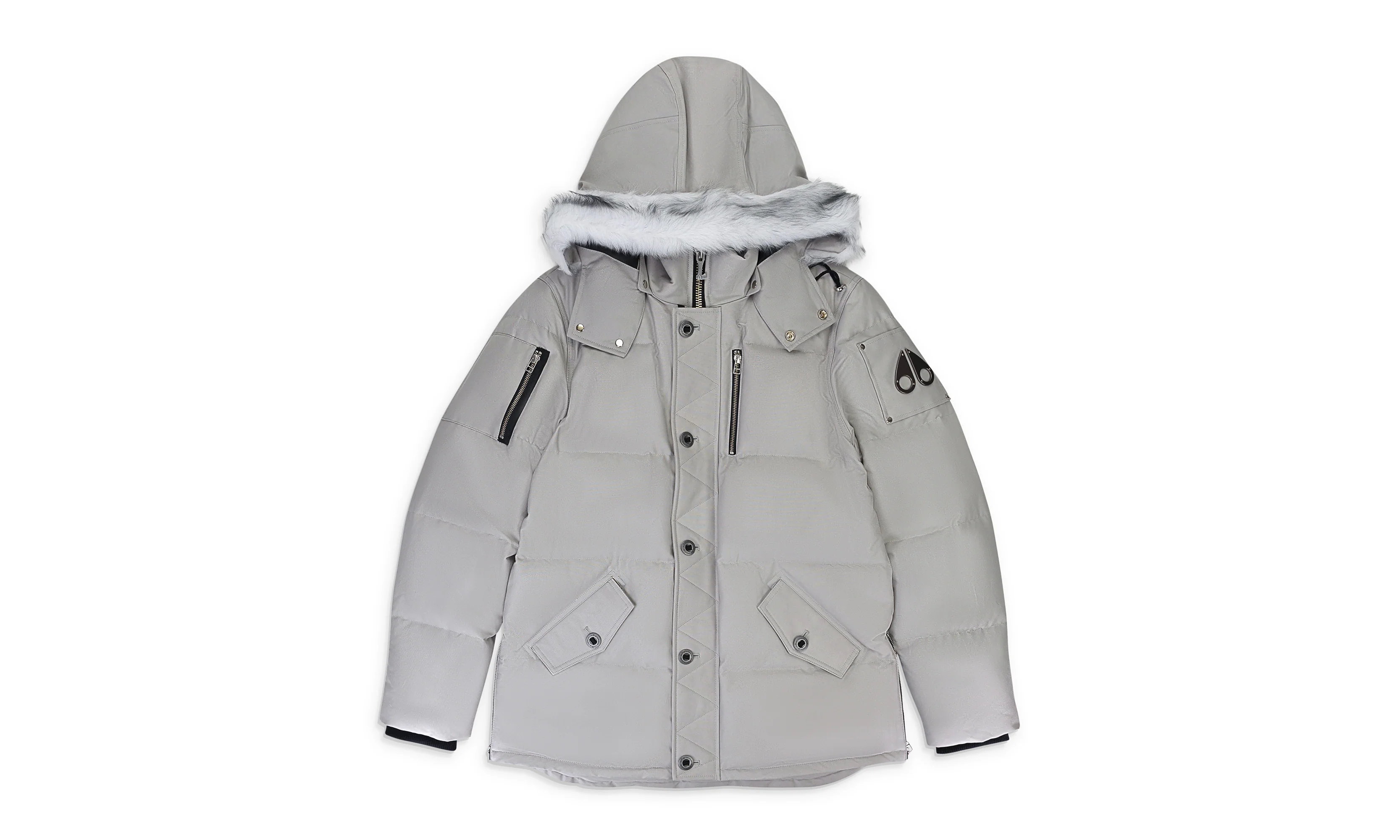 MOOSE KNUCKLES ORIGINAL 3Q NEOSHEAR STORM GREY PUFFER JACKET "Storm Grey W/Nat Sh" M32MJ128S STORM GREY W NAT SH