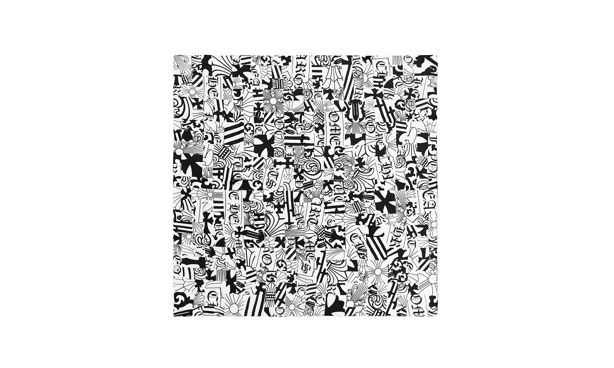 Multi Element Silk Scarf "Black / White" CHRM0514