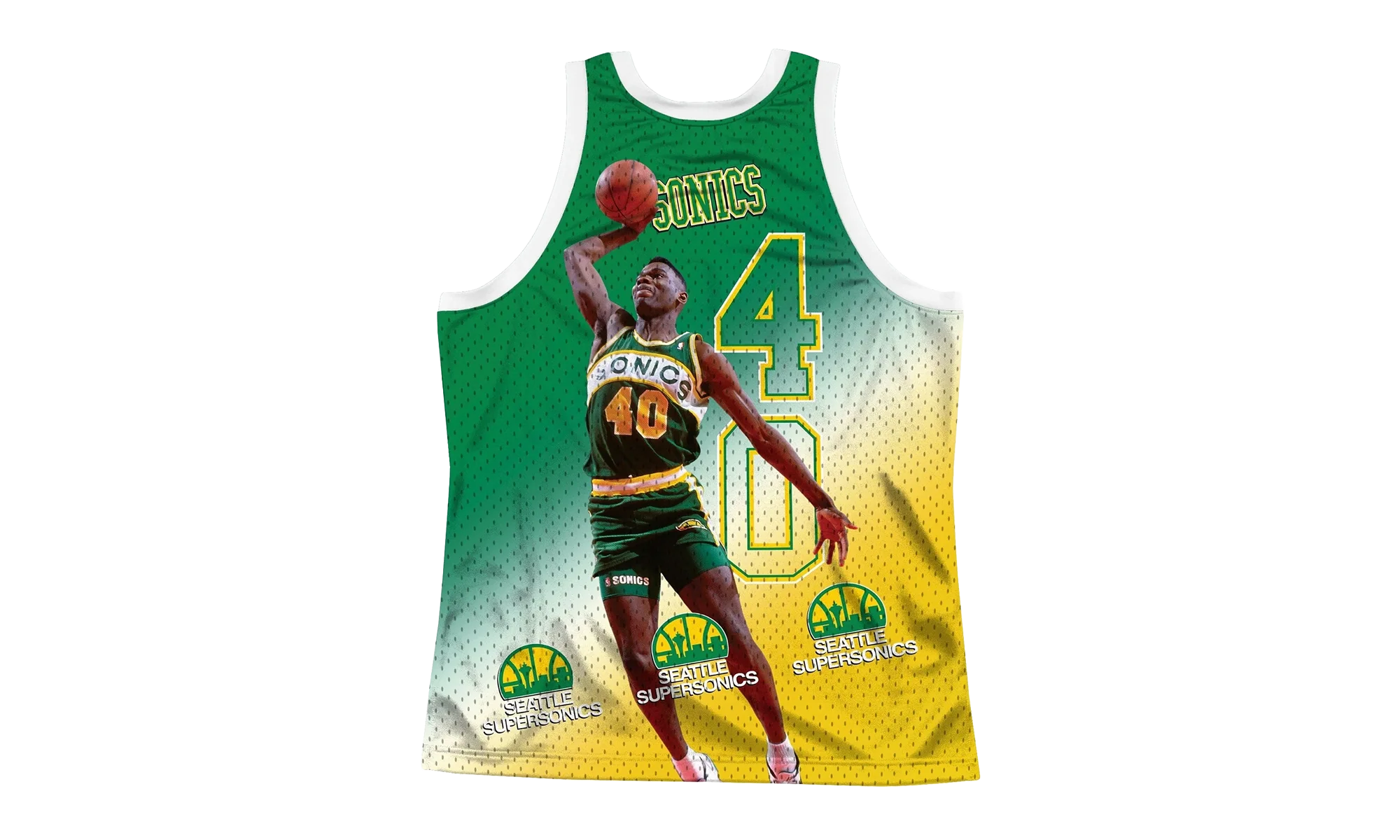 NBA Behind The Back Jersey "Seattle Supersonics Shawn Kemp" MSTKMI19002 SSUWHITSKE - Image 2