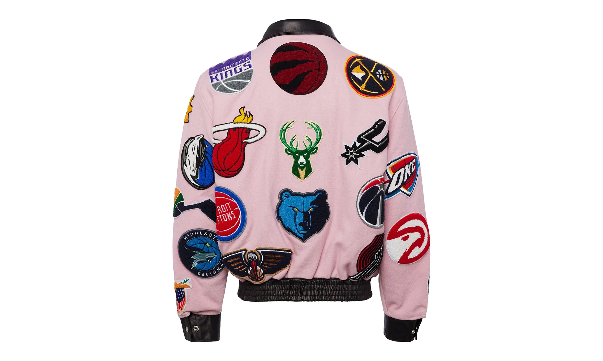 NBA Collage Wool & Leather Jacket "Pink" NBA 101 PNK - Image 2