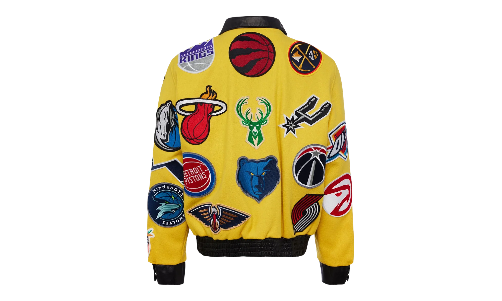 NBA Collage Wool & Leather Jacket "Yellow" NBA 101 YEL - Image 2