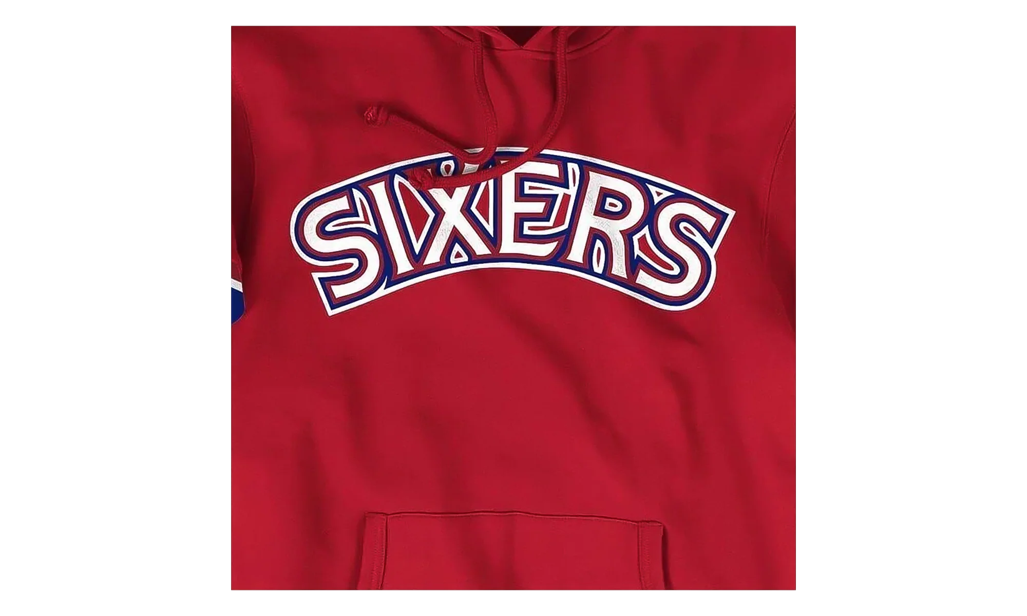 NBA French Terry Short Sleeve Hoodie "Philadelphia 76ers - Scarlet" FPHDMG18037 P76SCAR1 - Image 2