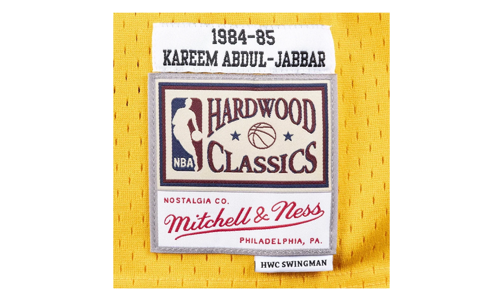 NBA Kareem Abdul-Jabbar Swingman Jersey "1984 Los Angeles Lakers - Light Gold" SMJYAC18110 LALLTGD84KAB - Image 3