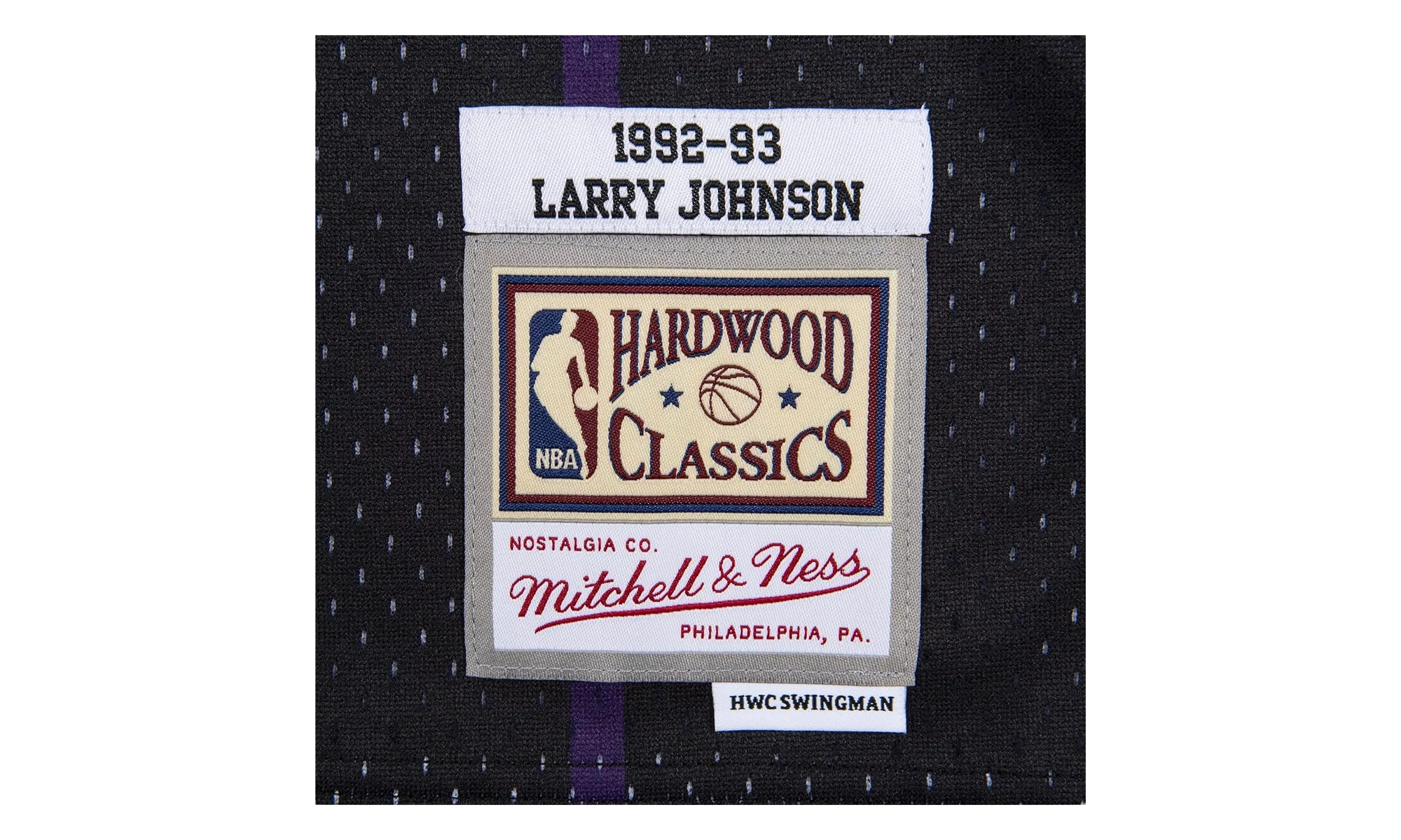 NBA Larry Johnson Reload Swingman Jersey "1992 Charlotte Hornets - Black" SMJYCP19277 CHOBLCK92LJO - Image 3