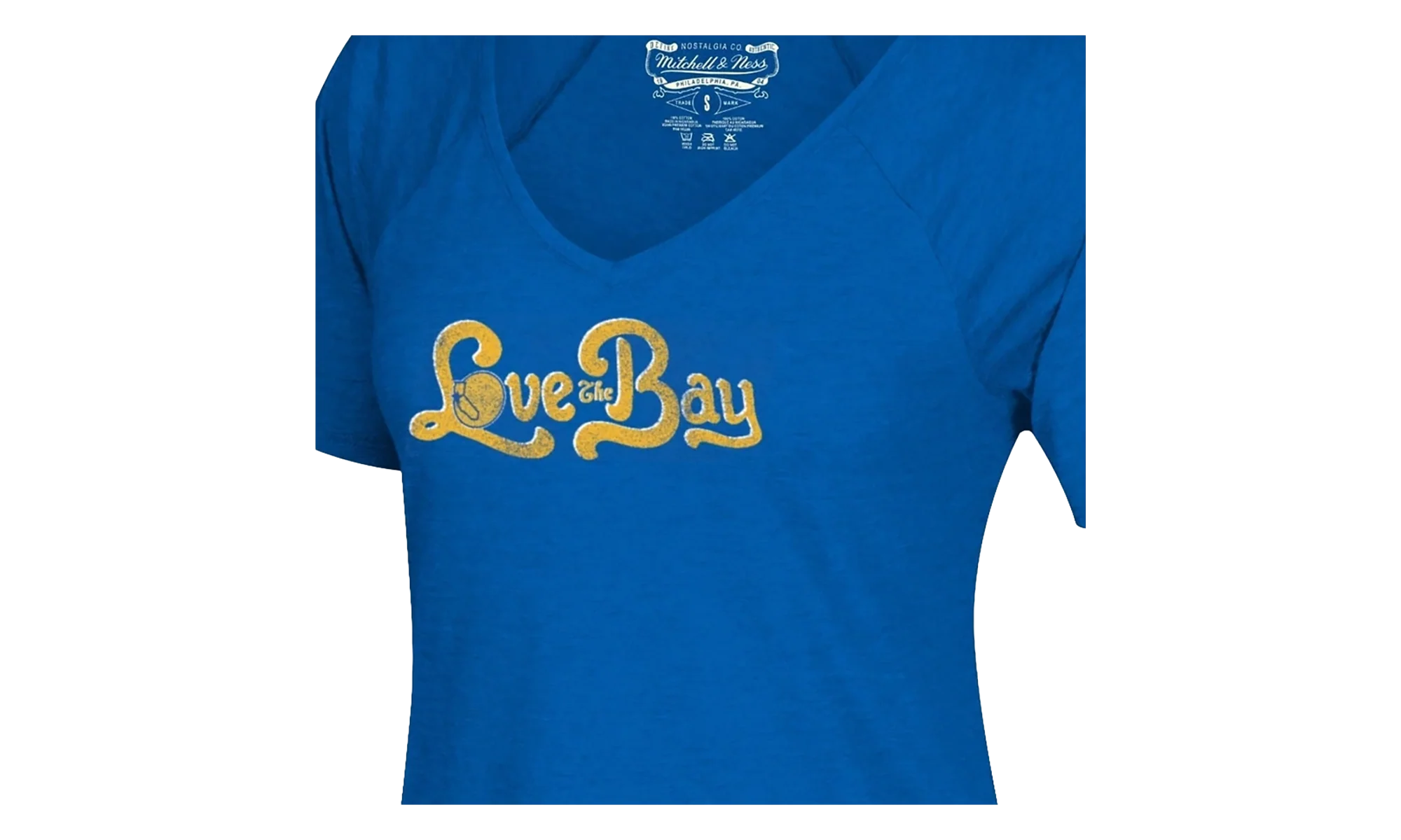 NBA Love The Bay V-Neck T-Shirt WMNS "Golden State Warriors - Royal" BWVTBA18253 GSWROYA - Image 2