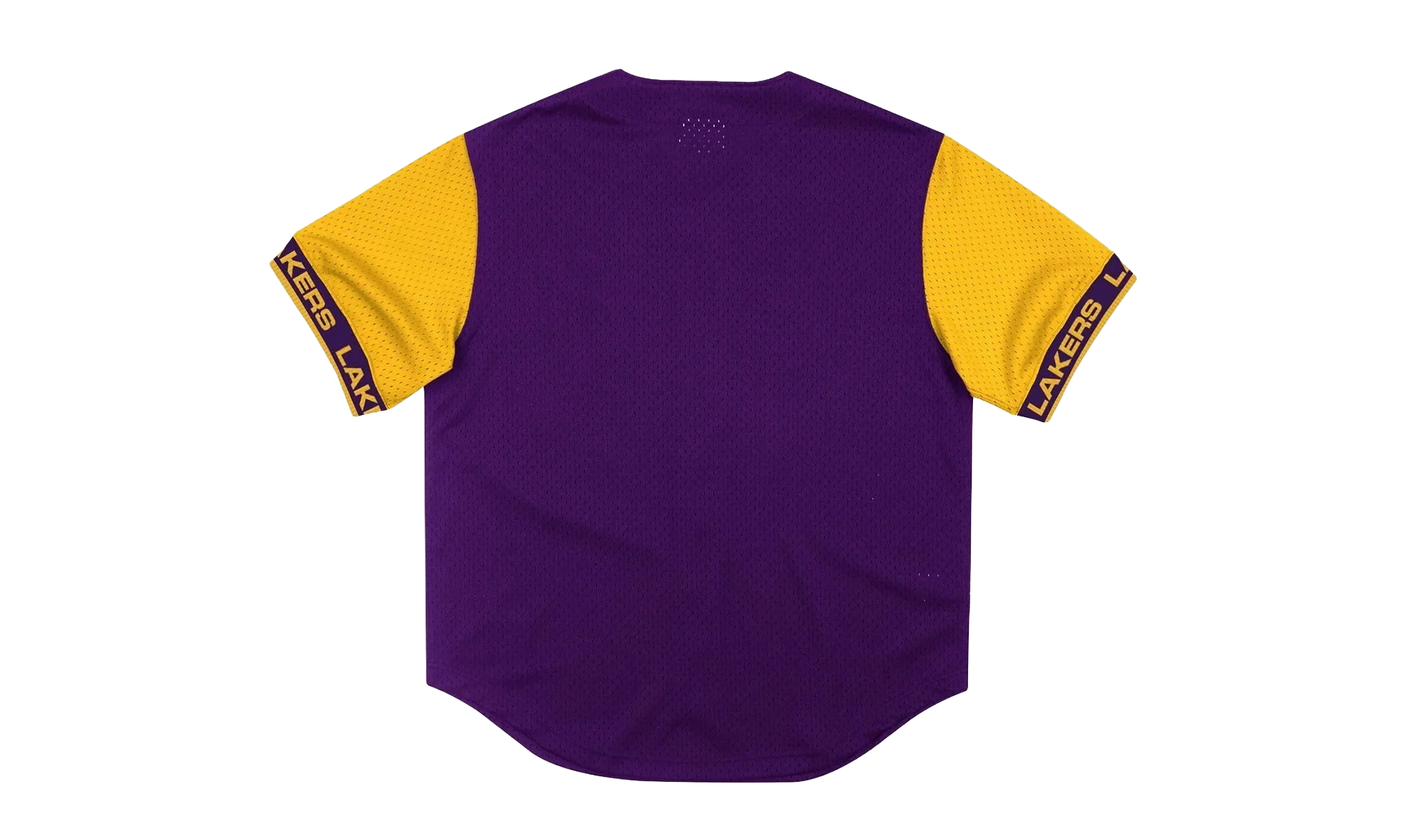 NBA Pure Shooter Mesh Button Front Shirt "Los Angeles Lakers - Purple" MSBFAJ19017 LALPURP - Image 2
