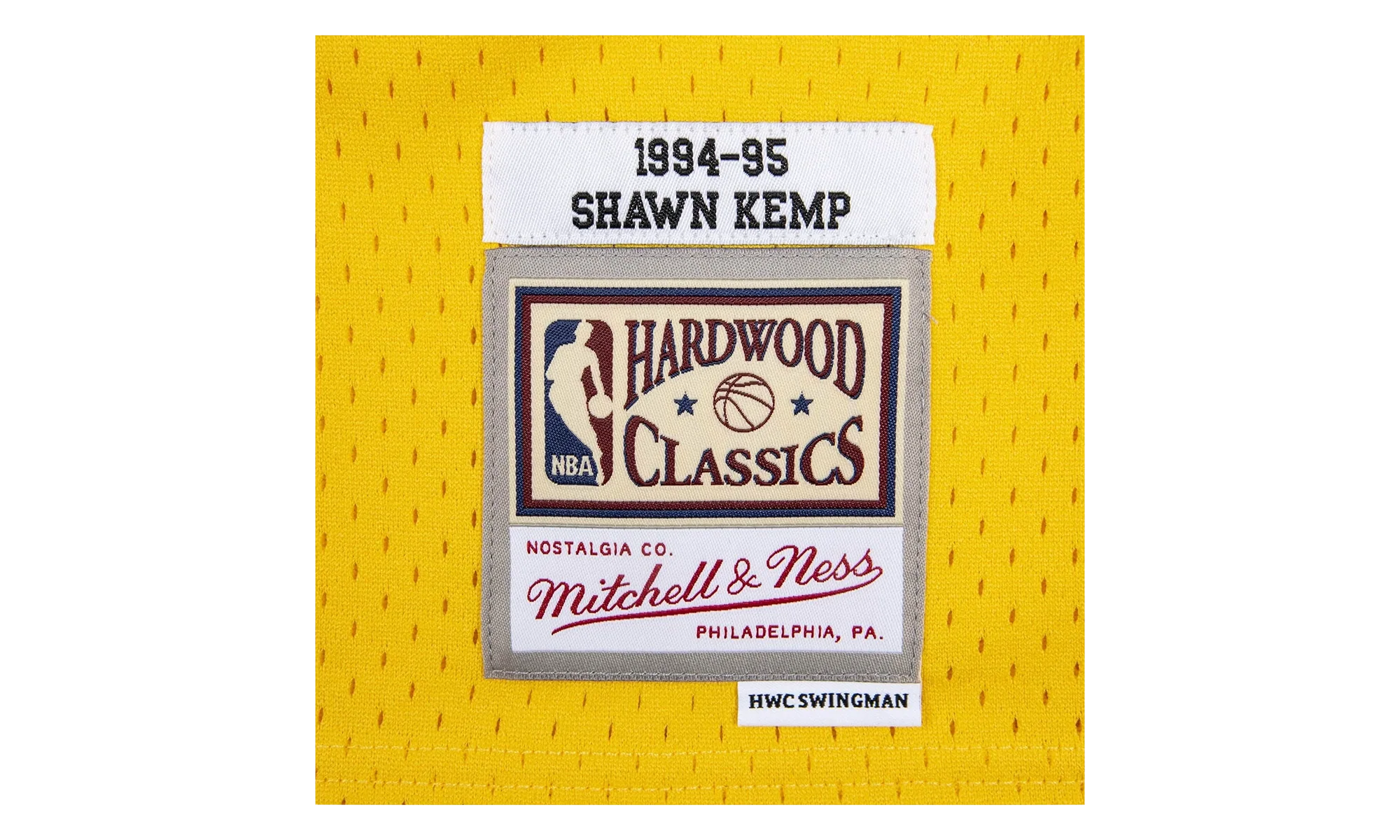 NBA Shawn Kemp Reload Swingman Jersey "1994 Seattle Supersonics - Yellow" SMJYCP19285 SSUYELL94SKE - Image 3