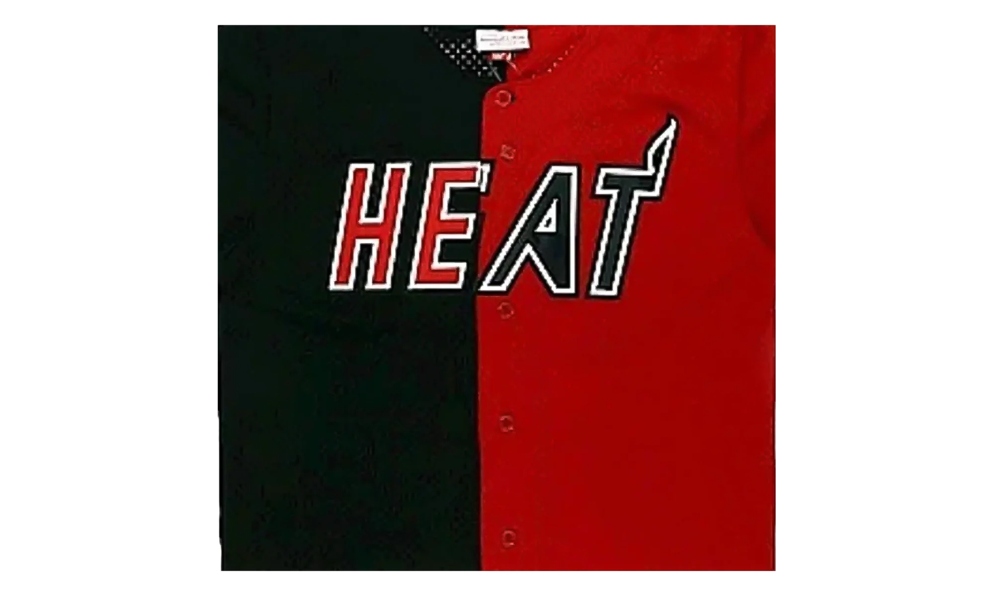 NBA Split Color Mesh Button Front Shirt "Miami Heat - Black" BA88XN MHE K HF1 - Image 2