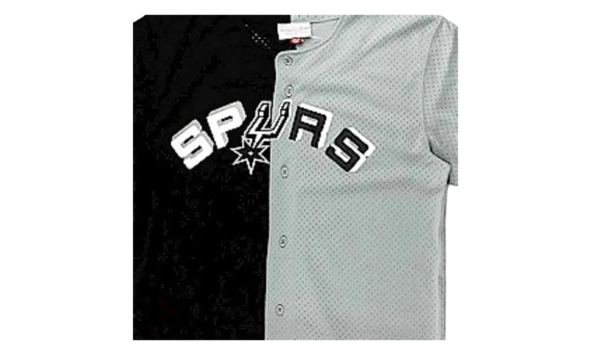 NBA Split Color Mesh Button Front Shirt "San Antonio Spurs - Black" BA88XR SAS K HF5 - Image 2