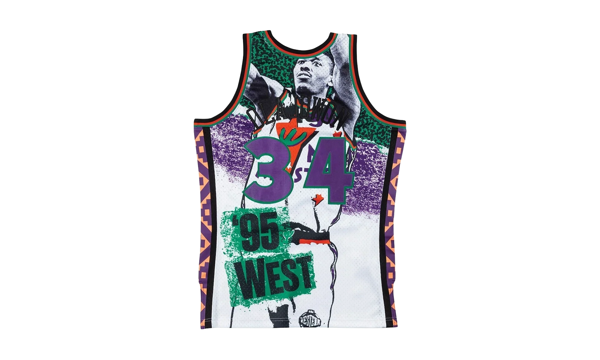 NBA Sublimated Hakeem Olajuwon Swingman Jersey "1995 All Star West - White" SMJYNG18434 ASWWHIT95HOL - Image 2