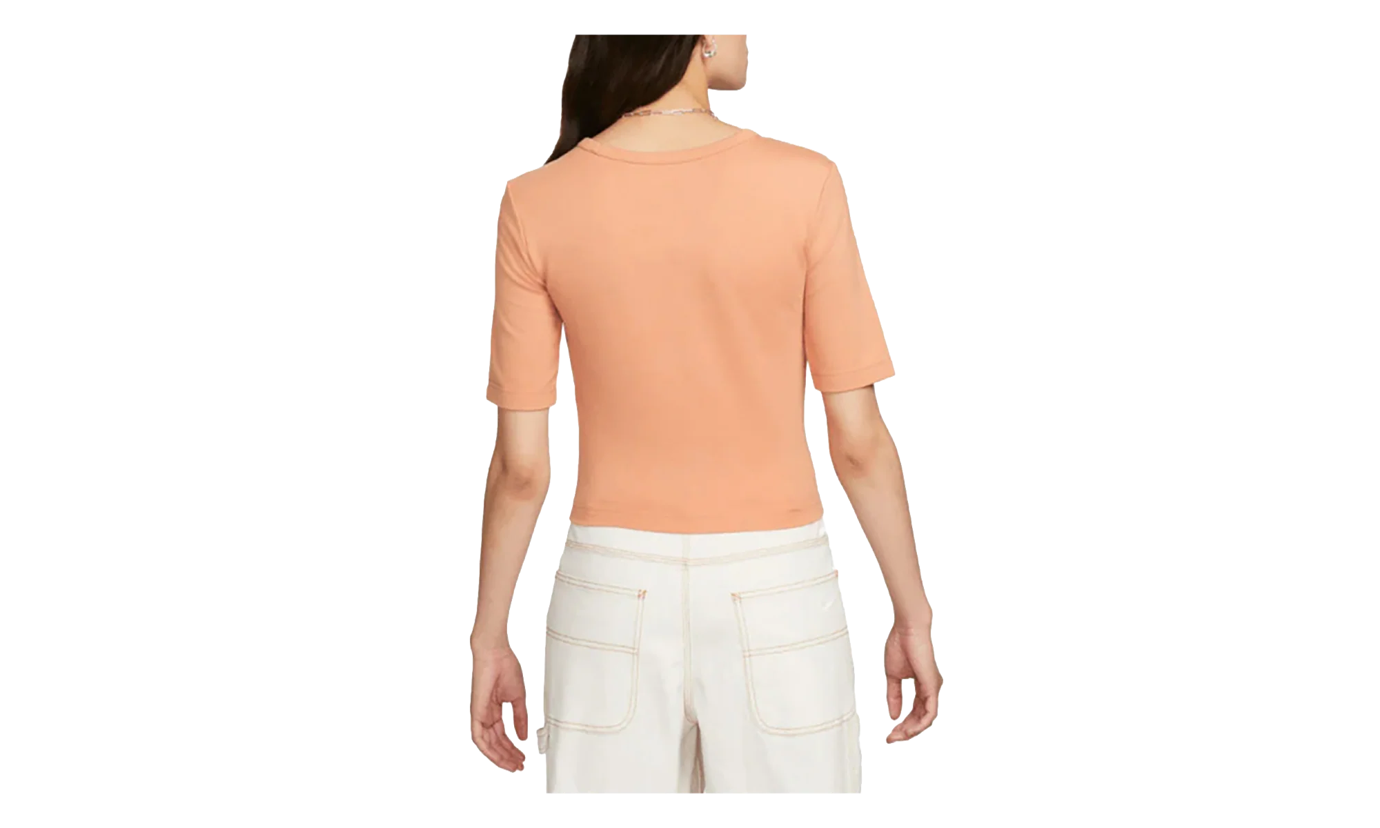 NSW Essential Cut-out Swoosh Logo Tee WMNS "Amber Brown / Sail" FB8282 225 - Image 2