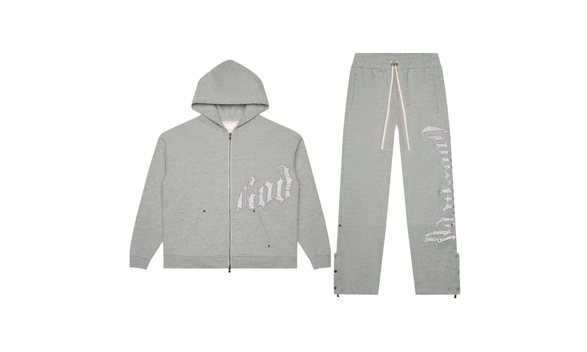 OG Logo Satin Sweatsuit V2 "Grey Silver" OG LOGO SWEATSUIT V 2 GREY SILVER SATIN BOO M
